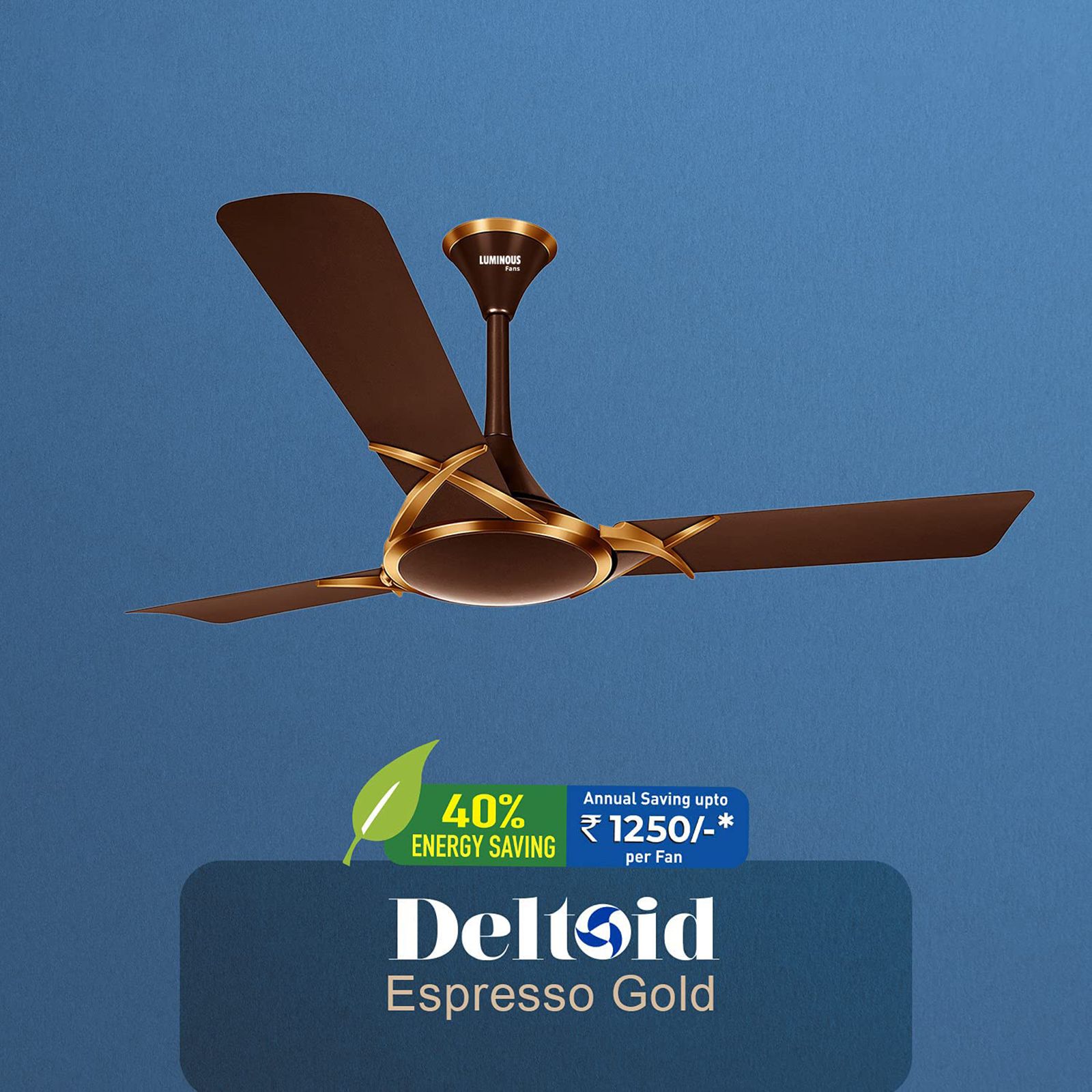 LUMINOUS Deltoid 3 Star 1200mm 3 Blade High Speed Ceiling Fan (Low Power Consumption, Espresso Gold)_7