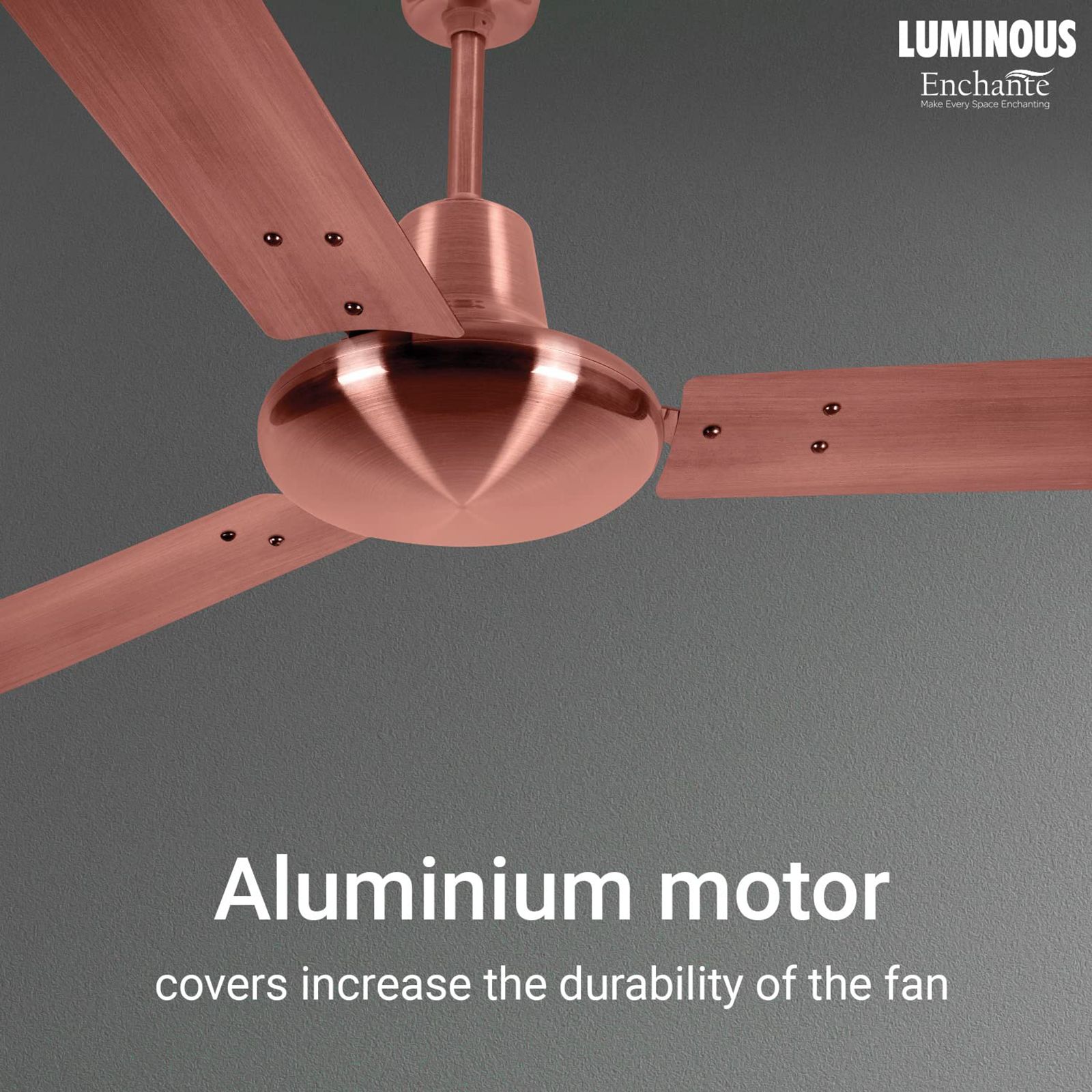 LUMINOUS Enchante 1200mm 3 Blade High Speed Ceiling Fan (Electroplated Finish, Antique Copper)_6