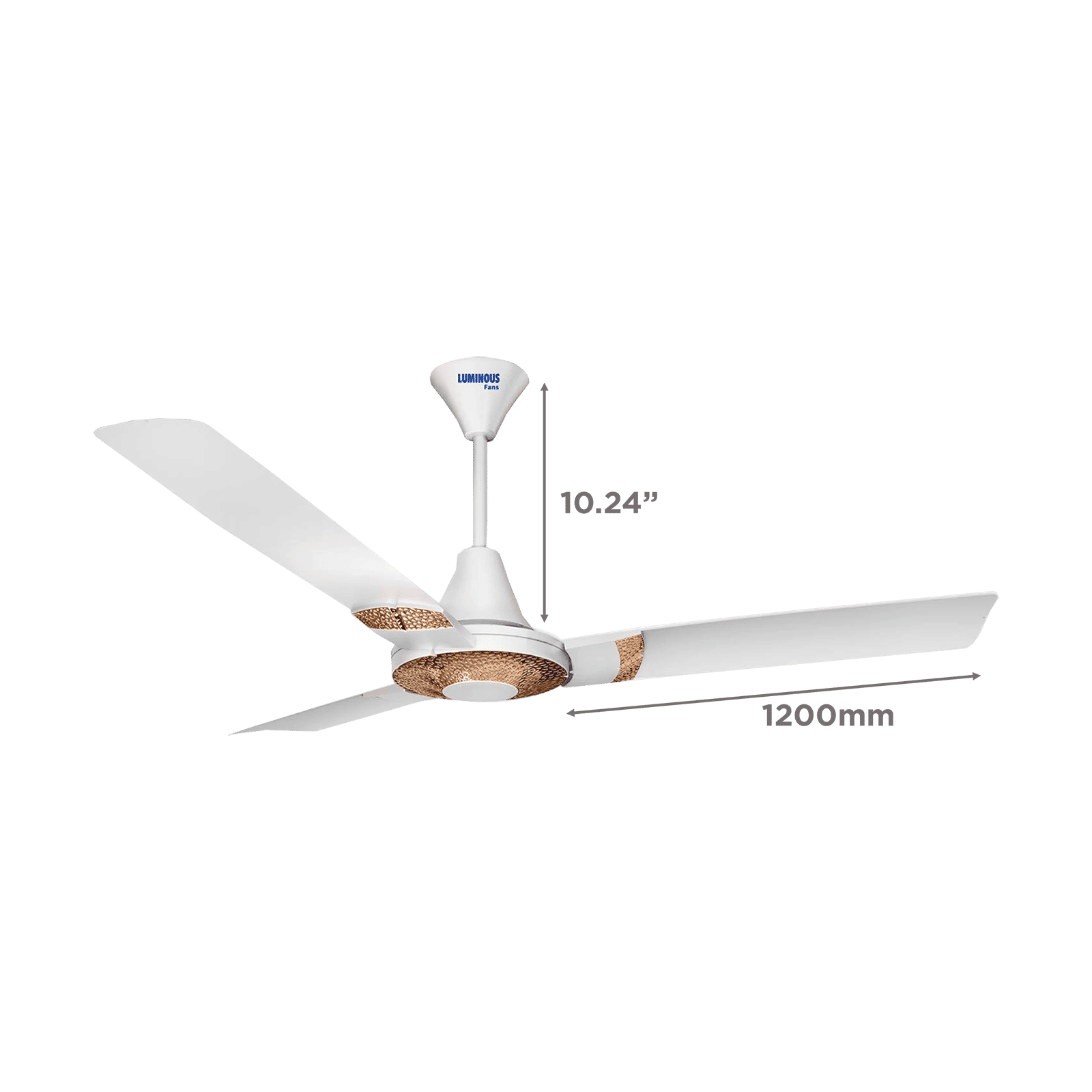 LUMINOUS Jaipur Tamra 3 Star 1200mm 3 Blade High Speed Ceiling Fan (Energy Saving, Makrana White)_2
