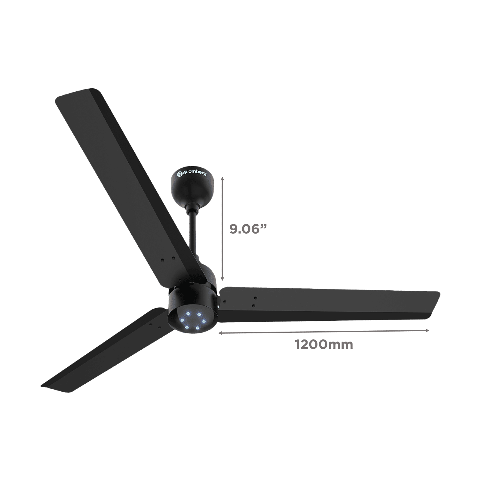 atomberg Renesa 5 Star 1200mm 3 Blade BLDC Motor Ceiling Fan with Remote (LED Speed Indicator, Midnight Black)_2