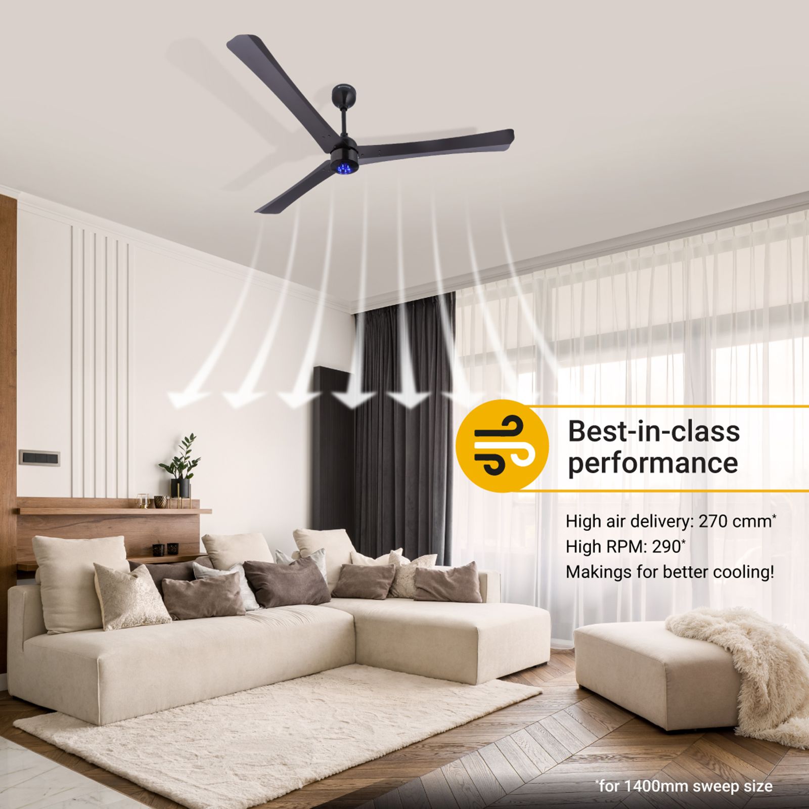 atomberg Renesa+ 5 Star 1400mm 3 Blade BLDC Motor Ceiling Fan with Remote (LED Indicator, Earth Brown) atomberg Renesa+ 5 Star 1400mm 3 Blade BLDC Motor Ceiling Fan with Remote (LED Indicator, Earth Brown)_8