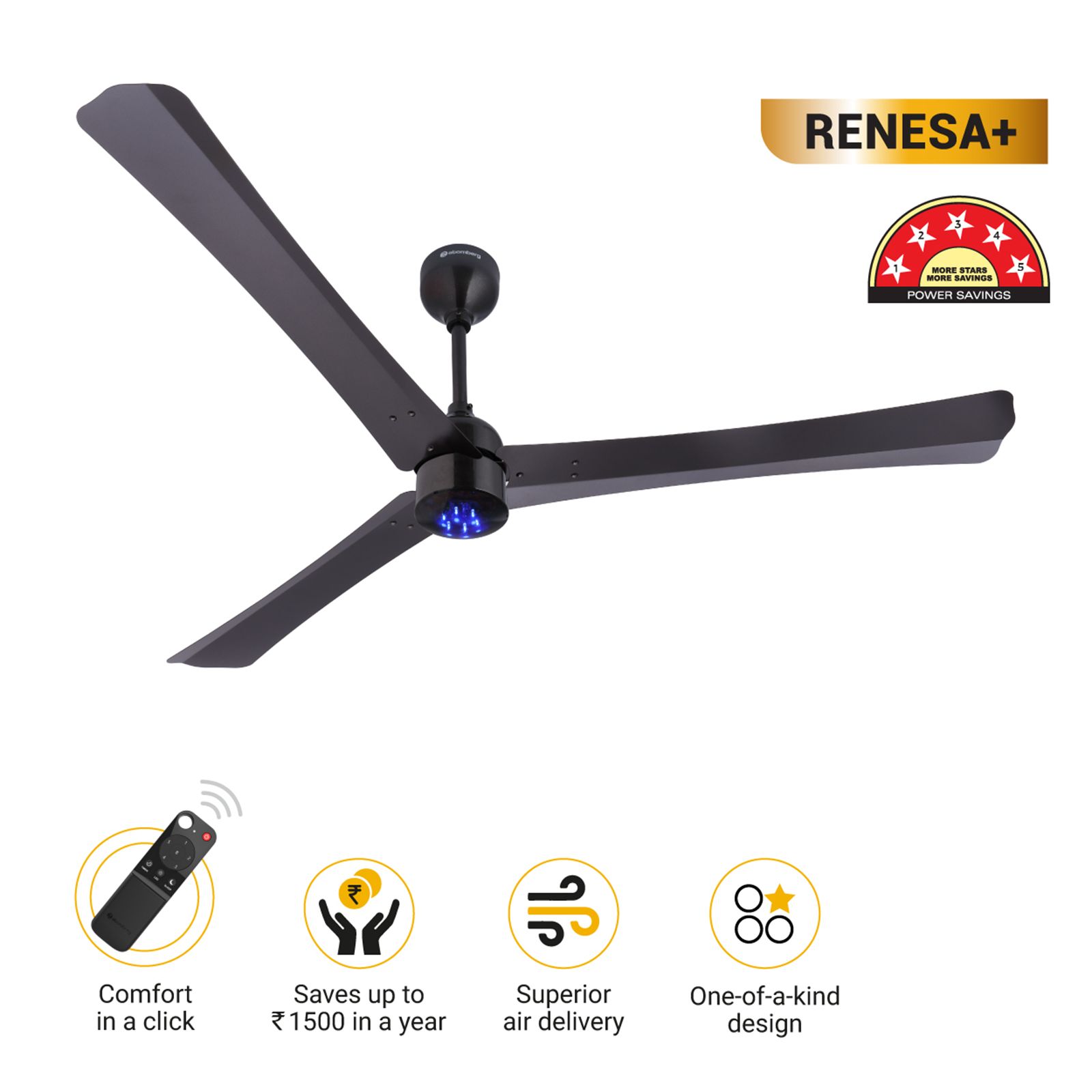 atomberg Renesa+ 5 Star 1400mm 3 Blade BLDC Motor Ceiling Fan with Remote (LED Indicator, Earth Brown) atomberg Renesa+ 5 Star 1400mm 3 Blade BLDC Motor Ceiling Fan with Remote (LED Indicator, Earth Brown)_9