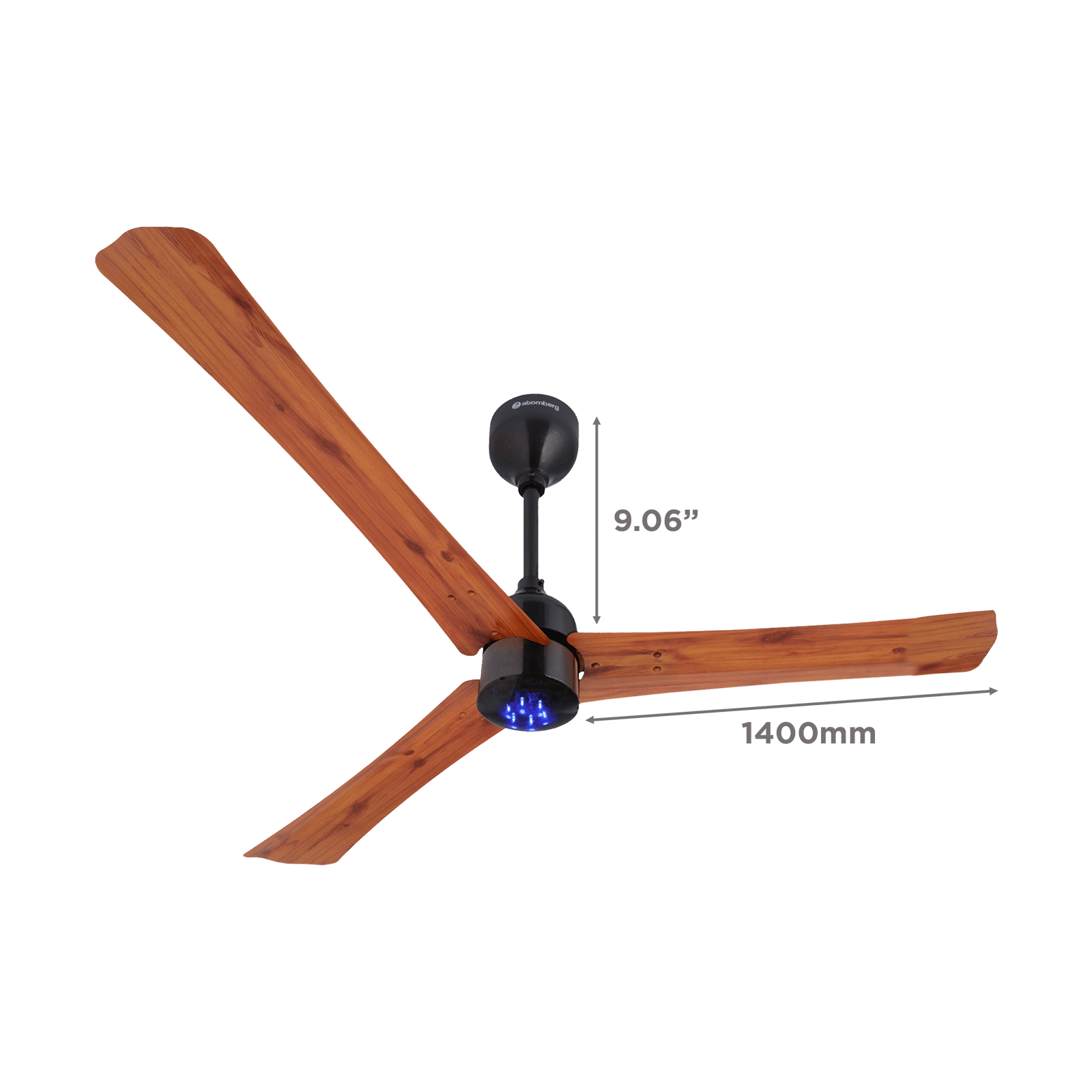 atomberg Renesa+ 5 Star 1400mm 3 Blade BLDC Motor Ceiling Fan with Remote (LED Indicator, Golden Oakwood)_2