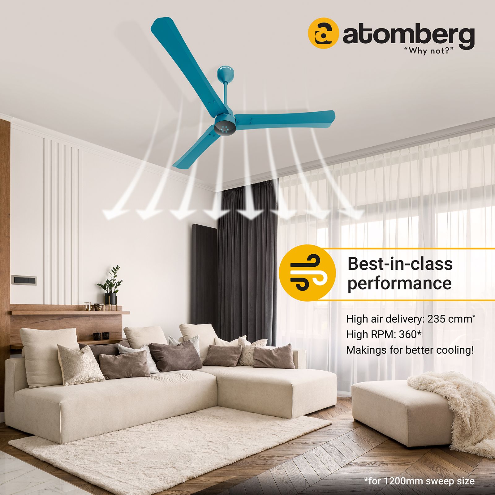 atomberg Renesa+ 5 Star 1200mm 3 Blade BLDC Motor Ceiling Fan with Remote (LED Indicator, Aegean Blue) atomberg Renesa+ 5 Star 1200mm 3 Blade BLDC Motor Ceiling Fan with Remote (LED Indicator, Aegean Blue)_11