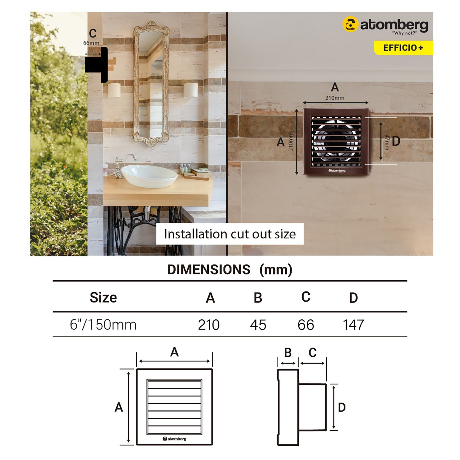 atomberg Efficio Plus 6 Inch 150mm Exhaust Fan with BLDC Motor (Silent Operation, Umber Brown)_7