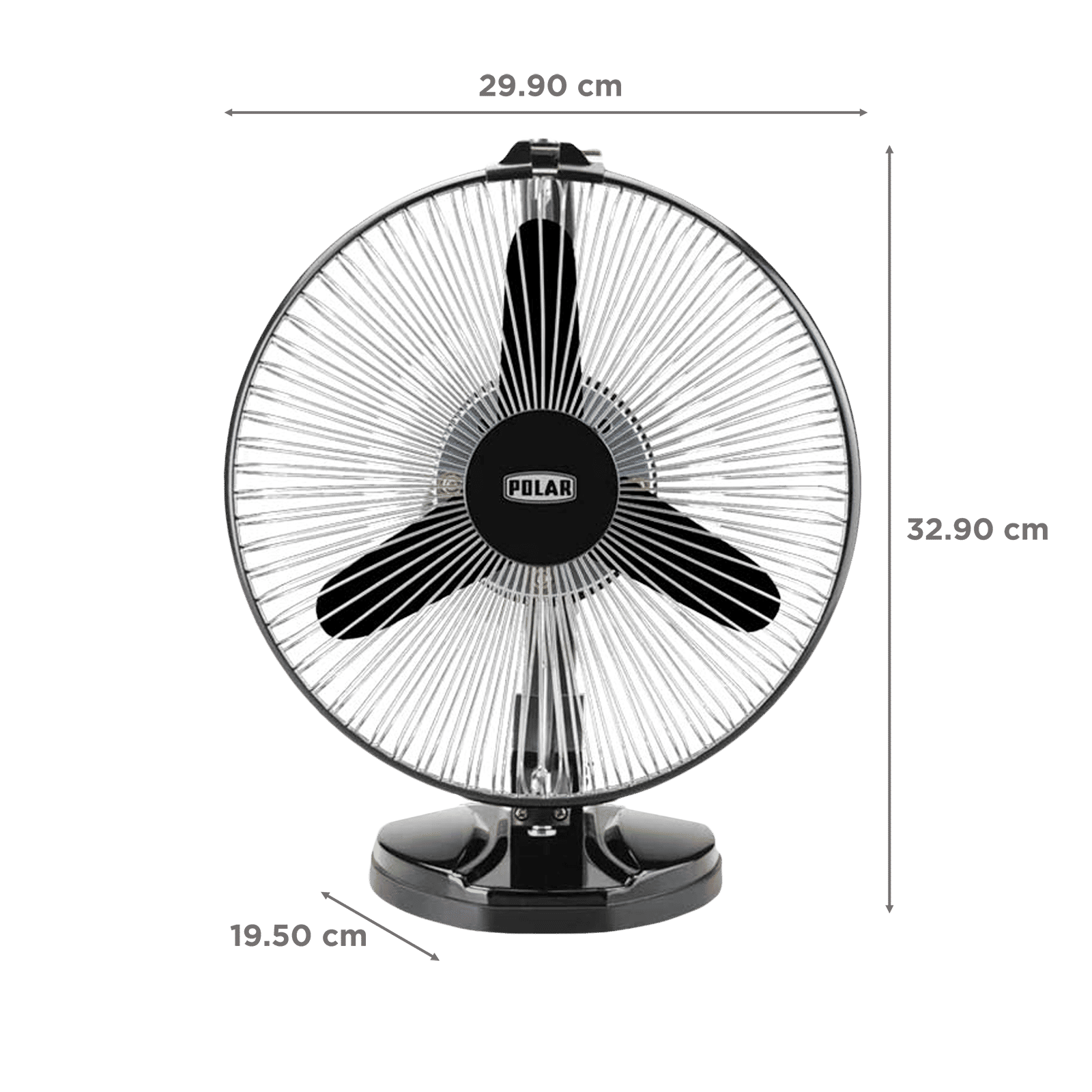 POLAR Stormy Neo 230mm 3 Blade Copper Motor Table Fan (Multi Utility, Black Chrome)_2