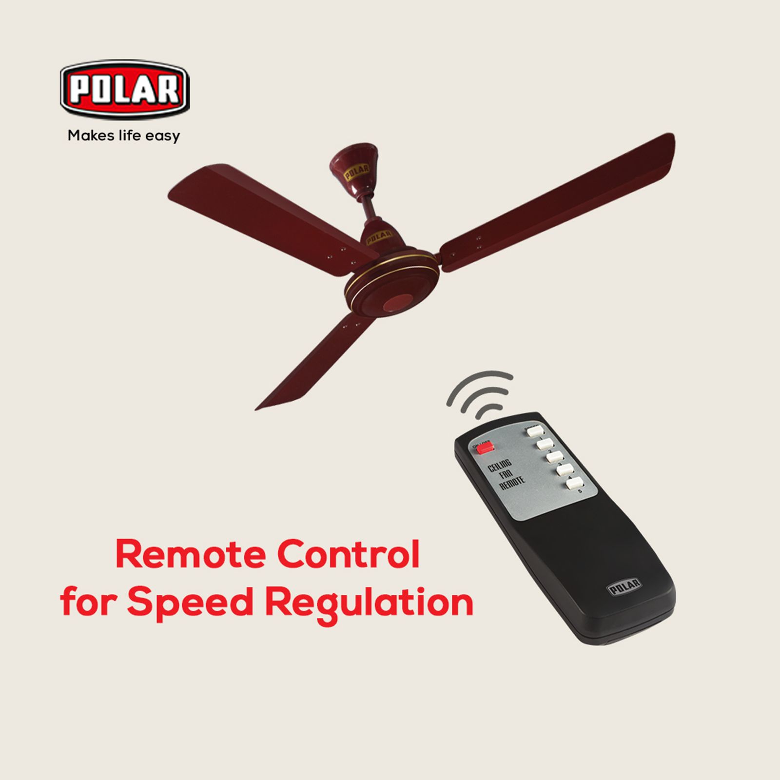 POLAR PS-32 5 Star 1200mm 3 Blade BLDC Motor Ceiling Fan with Remote (Rust Resistant, Brown)_8