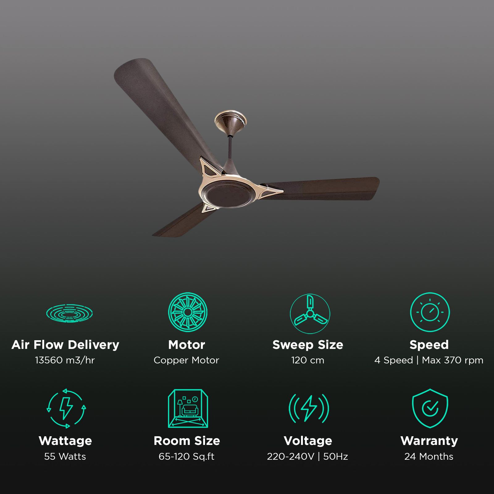 Crompton Premion Avancer Prime 1 Star 1200mm 3 Blade Copper Motor Ceiling Fan (Anti Rust, Bakers Brown) Crompton Premion Avancer Prime 1 Star 1200mm 3 Blade Copper Motor Ceiling Fan (Anti Rust, Bakers Brown)_3