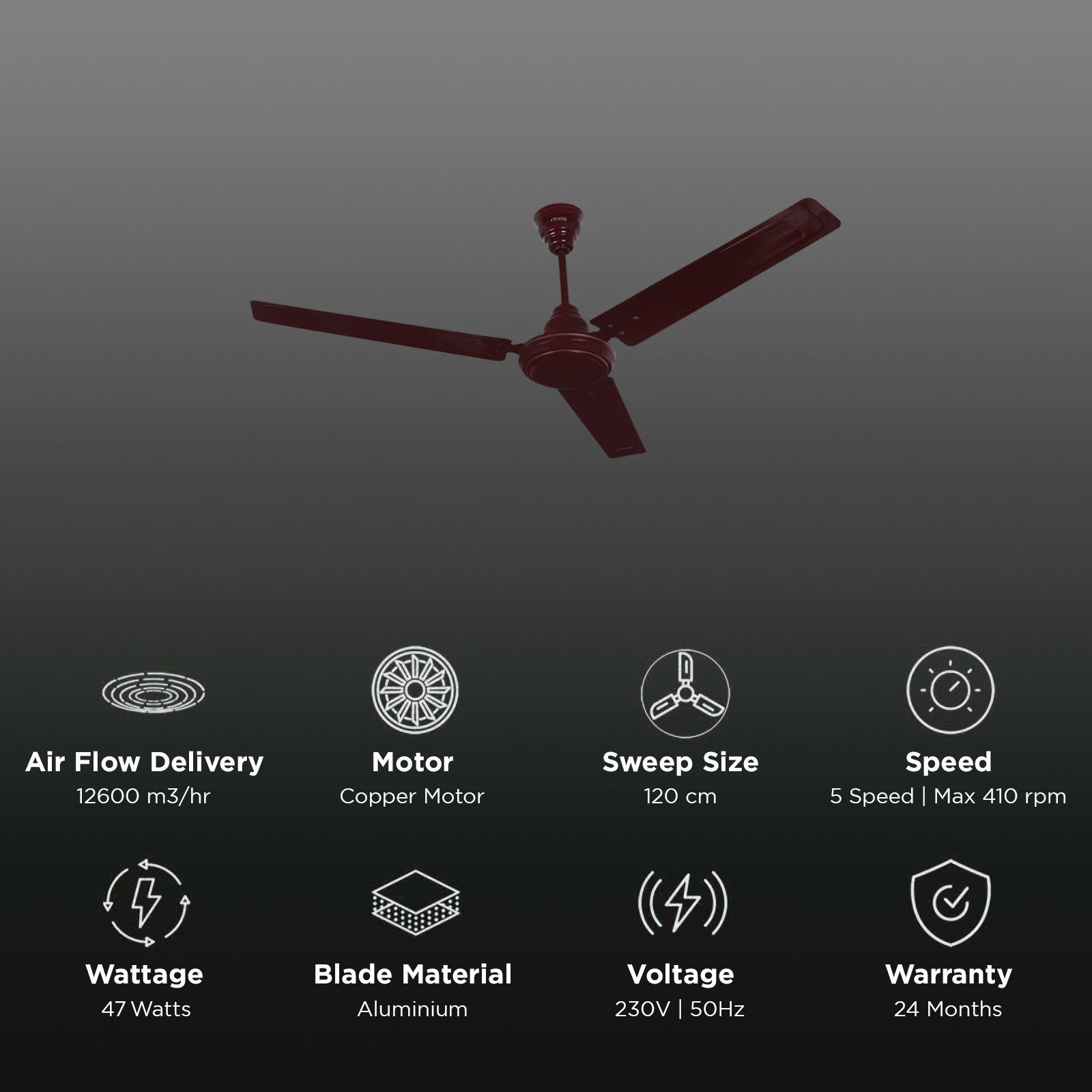 Croma ECO 1200mm 3 Blade Copper Motor Ceiling Fan (Inverter Technology, Brown) Croma ECO 1200mm 3 Blade Copper Motor Ceiling Fan (Inverter Technology, Brown)_2