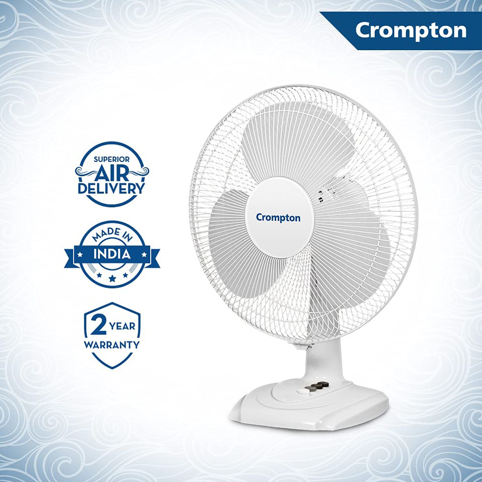 Crompton High Flo Wave Plus 400mm 3 Blade Copper Motor Table Fan (Aerodynamically Designed Blades, White) Crompton High Flo Wave Plus 400mm 3 Blade Copper Motor Table Fan (Aerodynamically Designed Blades, White)_9