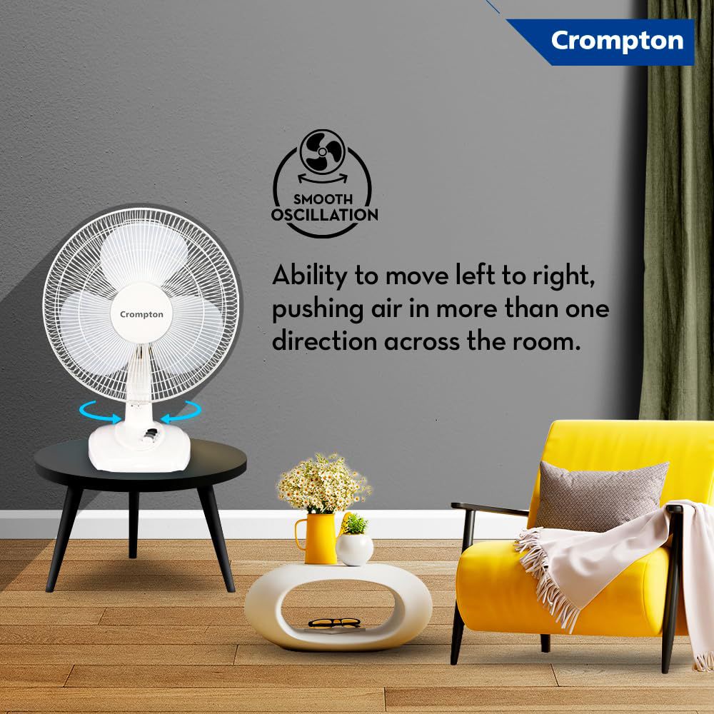 Crompton High Flo Wave Plus 400mm 3 Blade Copper Motor Table Fan (Aerodynamically Designed Blades, White) Crompton High Flo Wave Plus 400mm 3 Blade Copper Motor Table Fan (Aerodynamically Designed Blades, White)_12