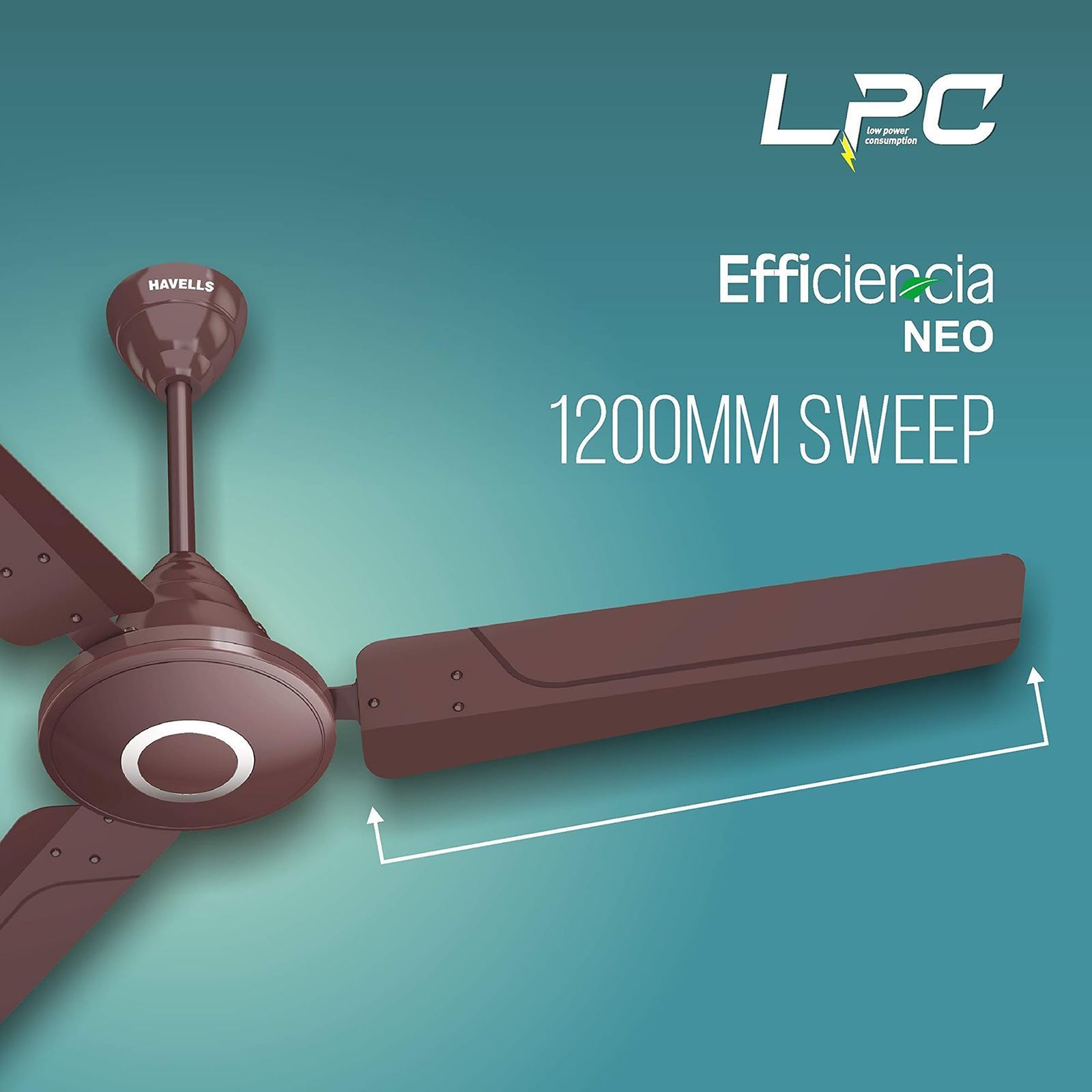 HAVELLS Efficiencia Neo 5 Star 1200mm 3 Blade BLDC Motor Ceiling Fan with Remote (High Speed, Brown)_7