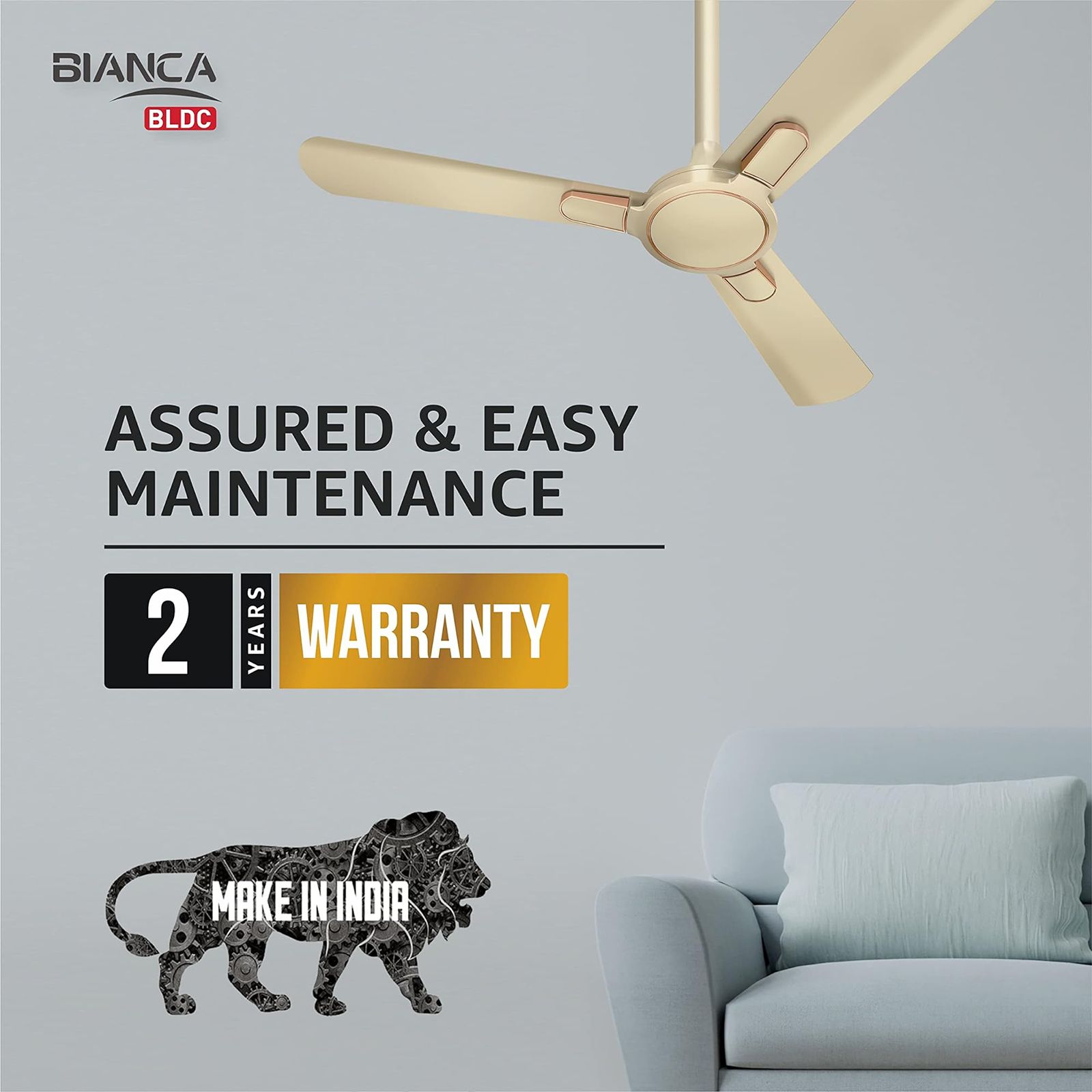 HAVELLS Bianca 5 Star 1200mm 3 Blade BLDC Motor Ceiling Fan with Remote (High Air Thrust, Gold Mist)_10
