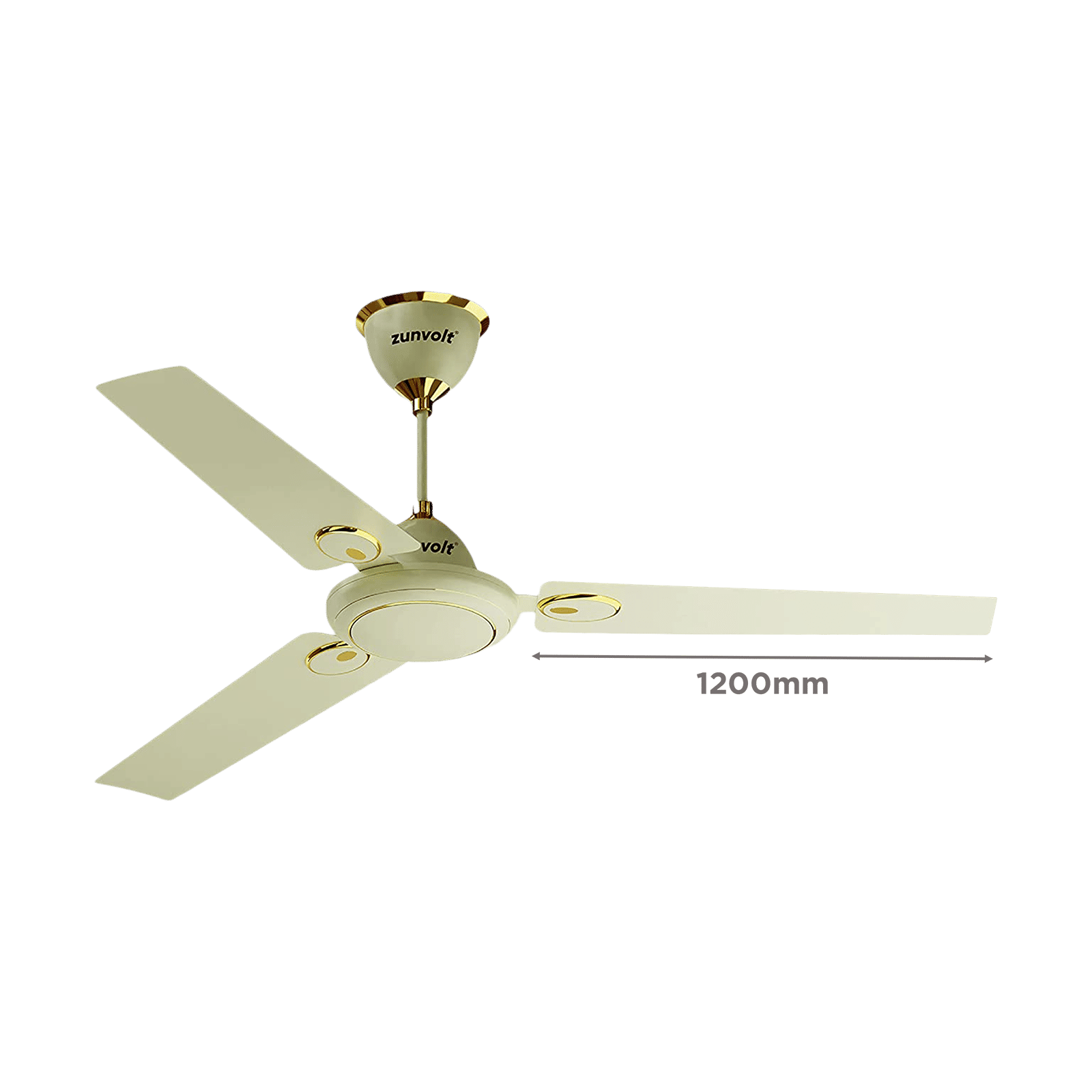 zunpulse Hera 1200mm 3 Blade High Speed Ceiling Fan (Double Ball Bearing, Ivory)_2