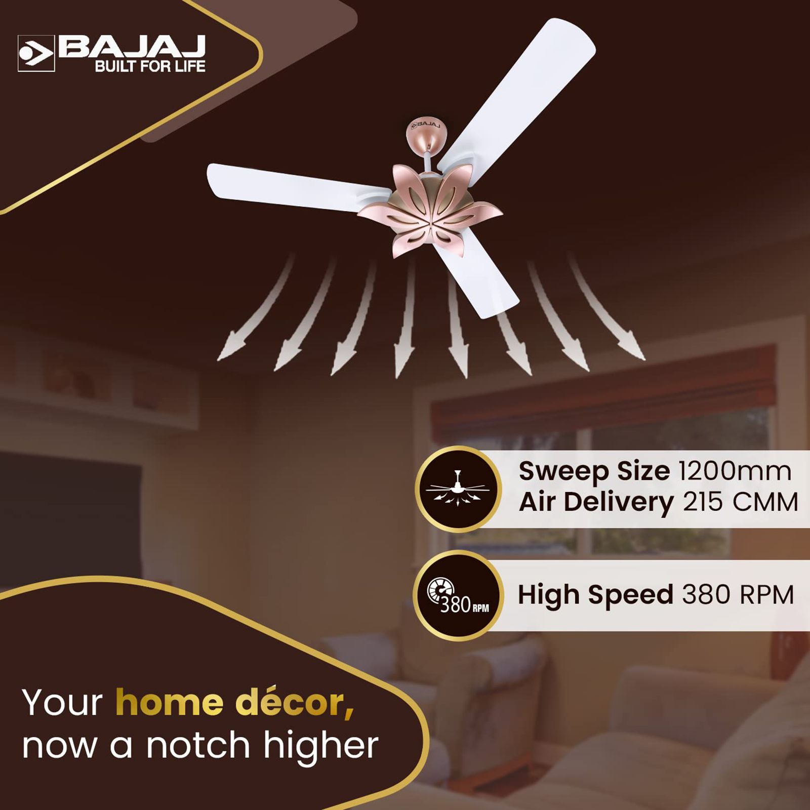 BAJAJ Floweret EE 1 Star 1200mm 3 Blade Anti Bacterial Ceiling Fan (Easy to Clean, White) BAJAJ Floweret EE 1 Star 1200mm 3 Blade Anti Bacterial Ceiling Fan (Easy to Clean, White)_10