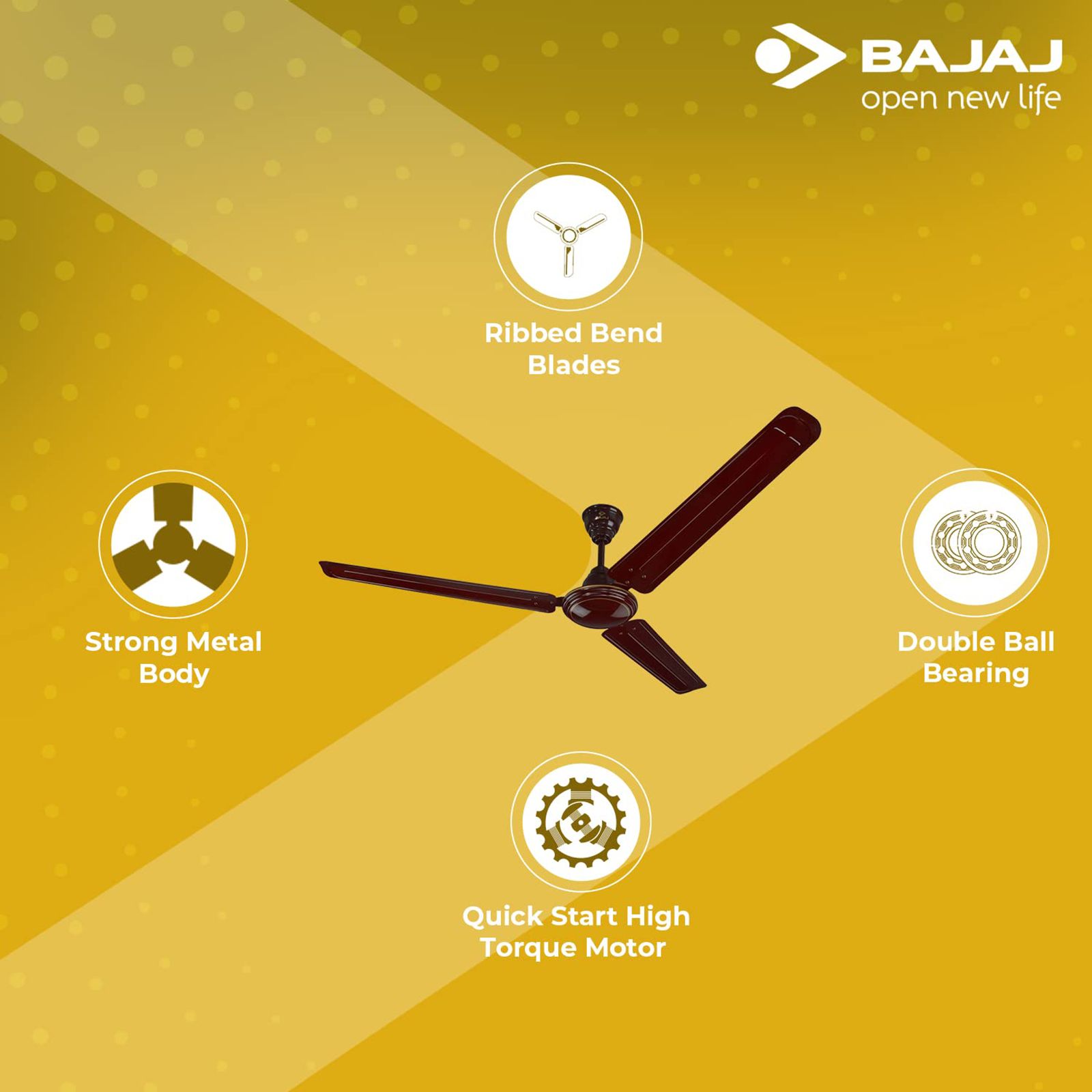 BAJAJ Bahar 14EE 1400mm 3 Blade Rust Proof Ceiling Fan (High Torque Motor, Brown) BAJAJ Bahar 14EE 1400mm 3 Blade Rust Proof Ceiling Fan (High Torque Motor, Brown)_9