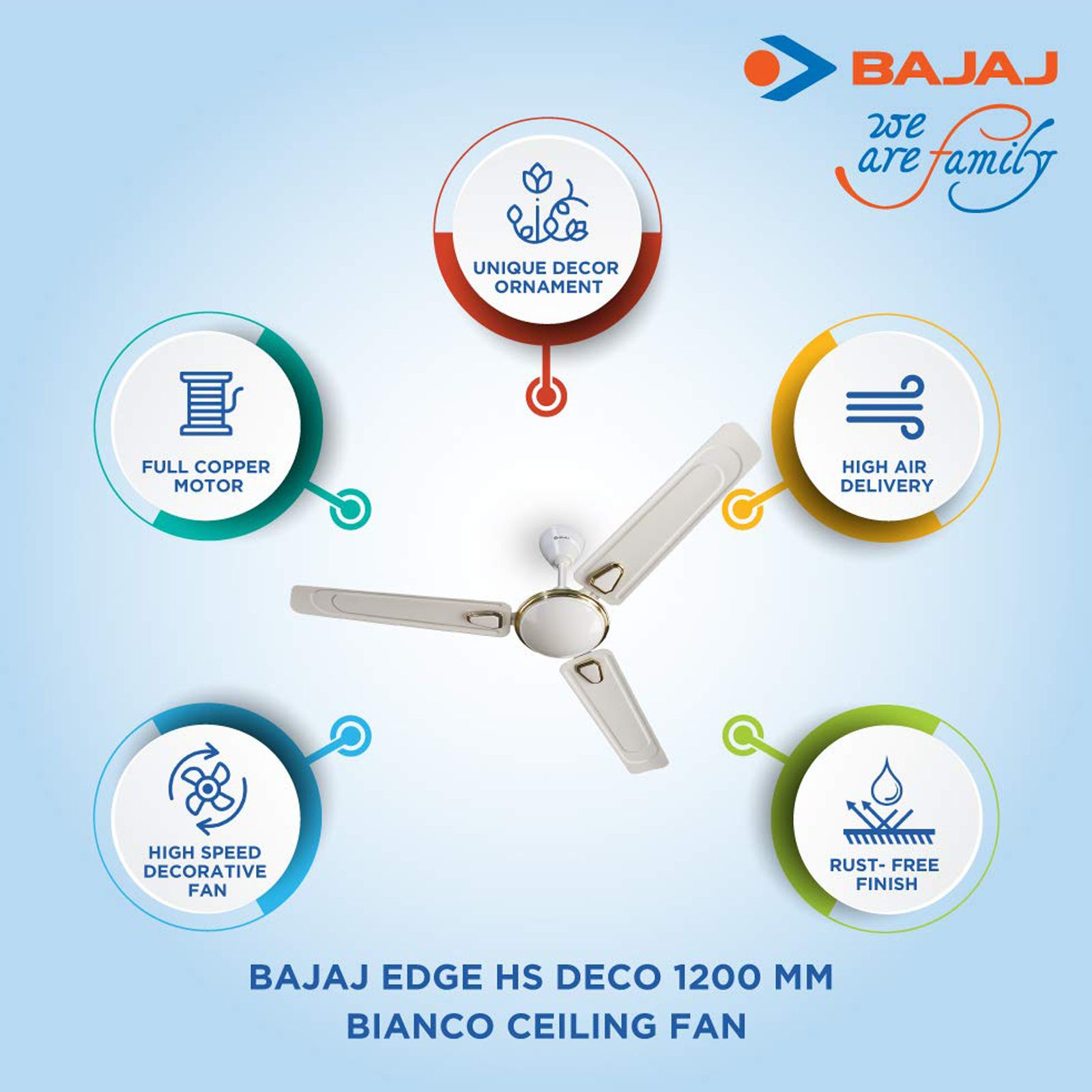 BAJAJ EDGE HS Neo EE Deco 1 Star 1200mm 3 Blade Copper Motor Ceiling Fan (Energy Efficient, Bianco) BAJAJ EDGE HS Neo EE Deco 1 Star 1200mm 3 Blade Copper Motor Ceiling Fan (Energy Efficient, Bianco)_8