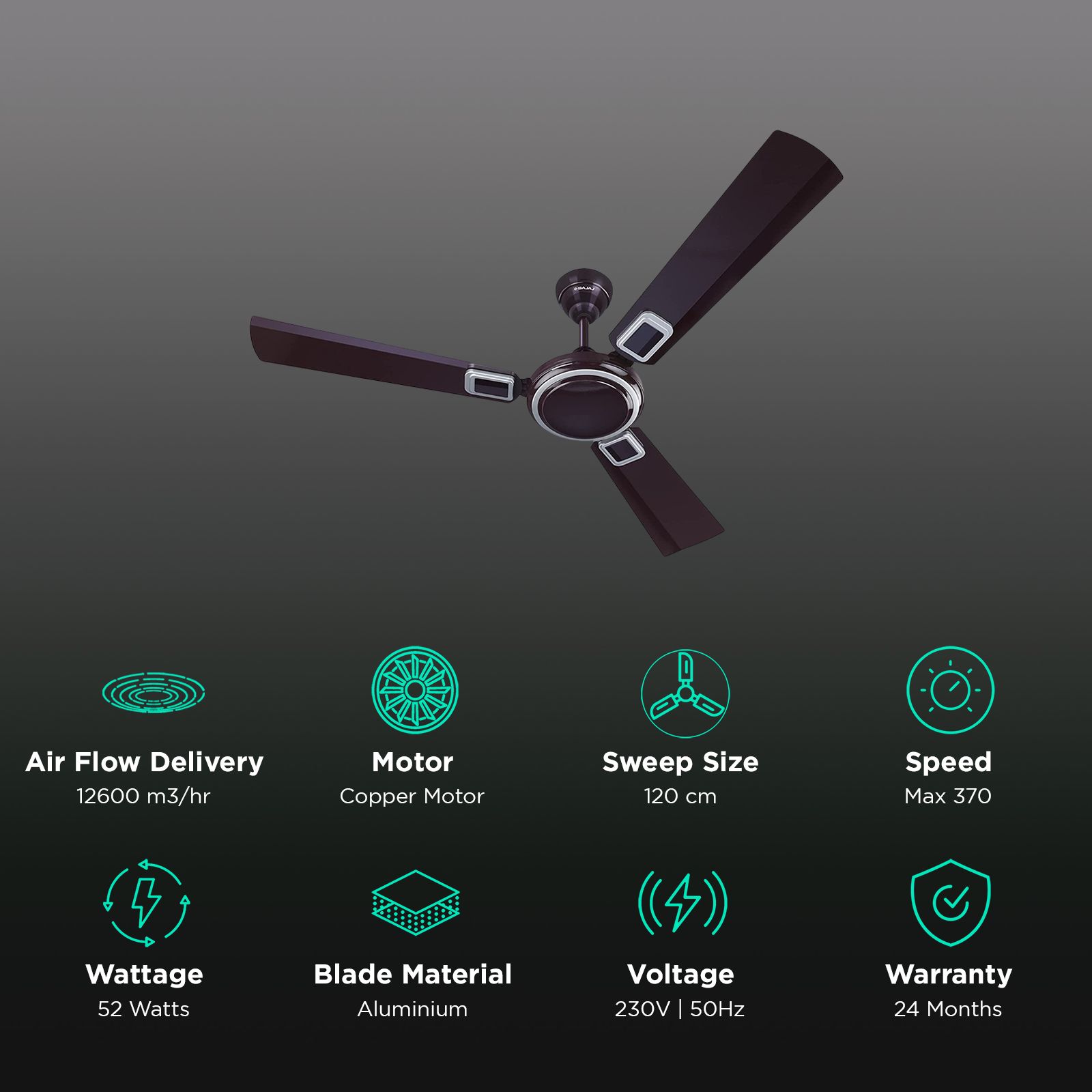 BAJAJ Grace Neo BBD EE 1 Star 1200mm 3 Blade Anti Corrosive Ceiling Fan (Energy Efficient, Purple Haze) BAJAJ Grace Neo BBD EE 1 Star 1200mm 3 Blade Anti Corrosive Ceiling Fan (Energy Efficient, Purple Haze)_3