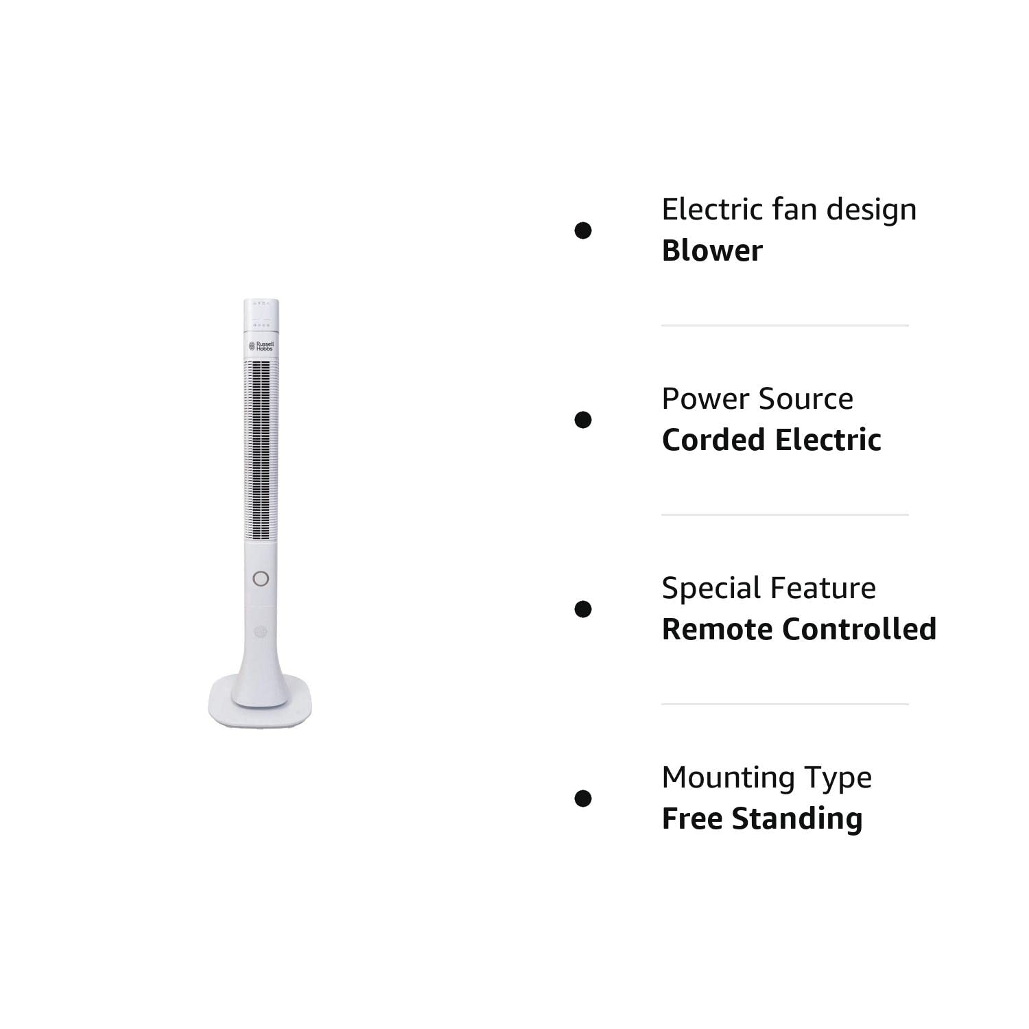 Russell Hobbs RTF-4800 Bladeless 13800 m3/hr Air Delivery Tower Fan with Remote (Superior Quality, White) Russell Hobbs RTF-4800 Bladeless 13800 m3/hr Air Delivery Tower Fan with Remote (Superior Quality, White)_6