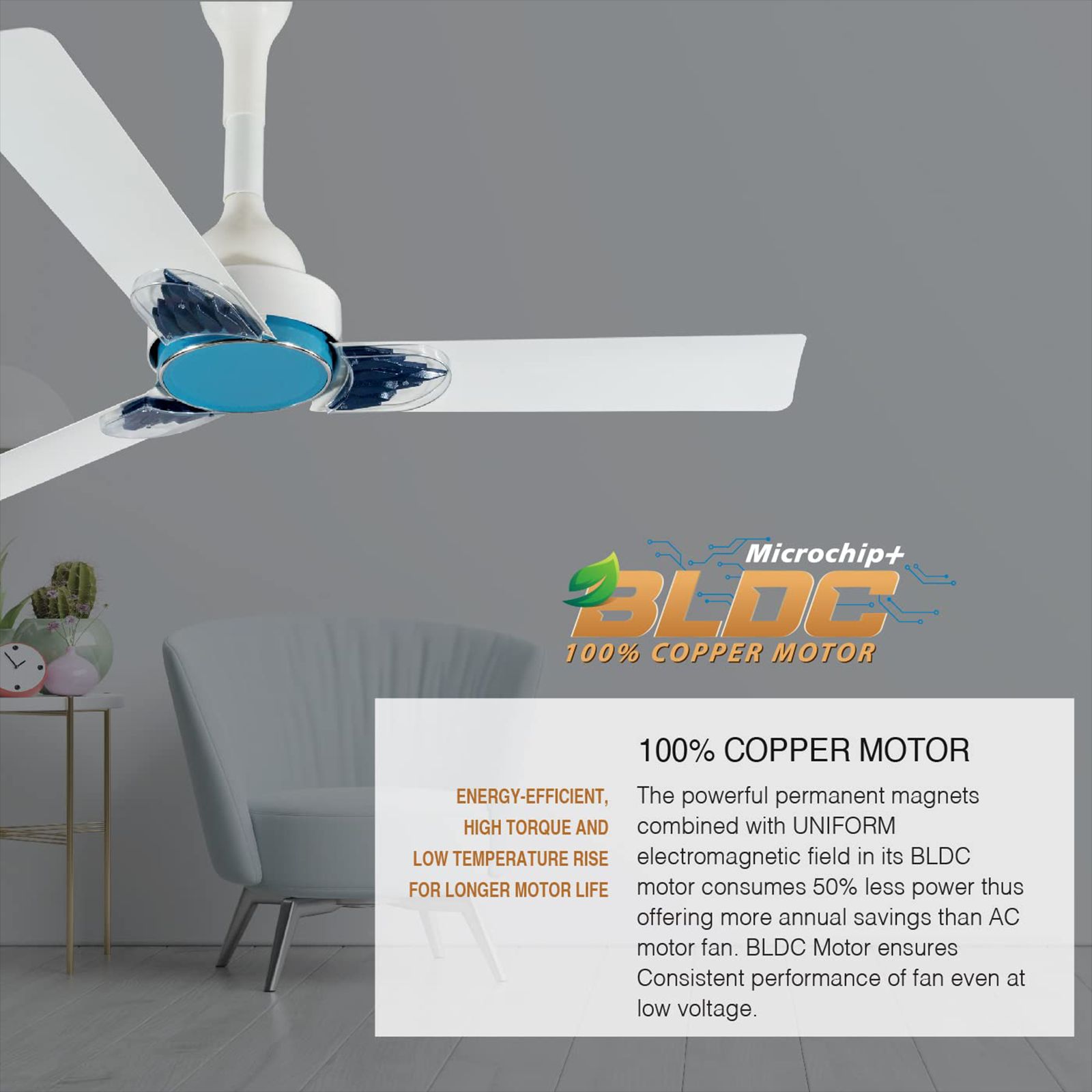 USHA Phi Beta 5 Star 1200mm 3 Blade BLDC Motor Ceiling Fan with Remote (Whisper Quiet Operation, White) USHA Phi Beta 5 Star 1200mm 3 Blade BLDC Motor Ceiling Fan with Remote (Whisper Quiet Operation, White)_7