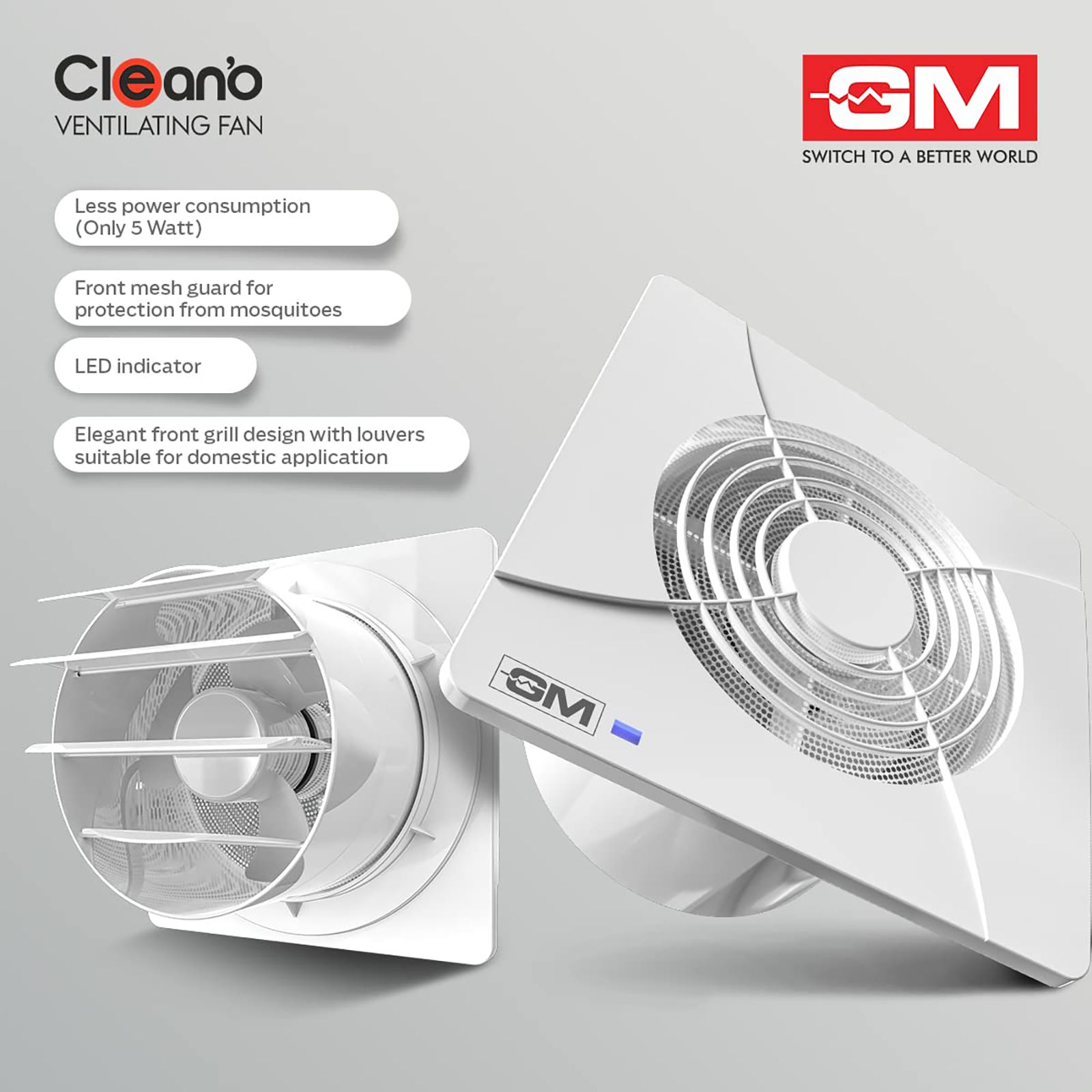 GM Clean'o 4 Inch 100mm Exhaust Fan with BLDC Motor (Noiseless Operation, White) GM Clean'o 4 Inch 100mm Exhaust Fan with BLDC Motor (Noiseless Operation, White)_10