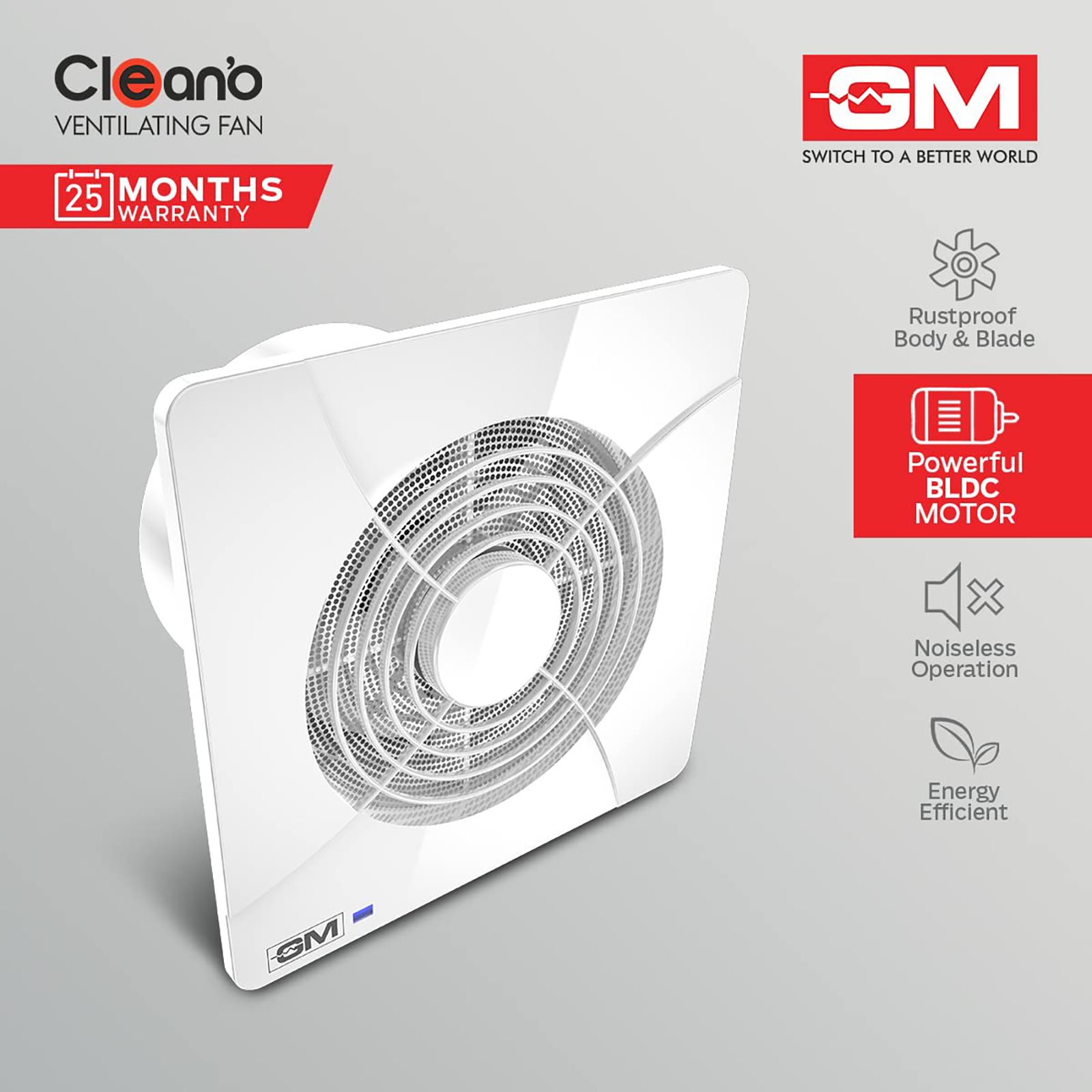 GM Clean'o 4 Inch 100mm Exhaust Fan with BLDC Motor (Noiseless Operation, White) GM Clean'o 4 Inch 100mm Exhaust Fan with BLDC Motor (Noiseless Operation, White)_5