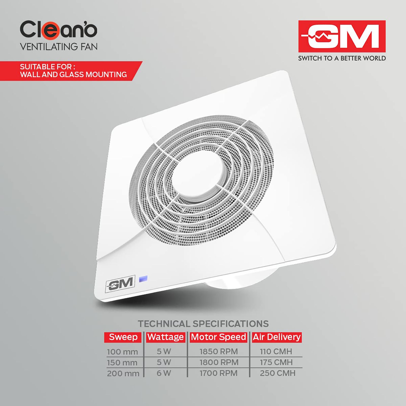 GM Clean'o 4 Inch 100mm Exhaust Fan with BLDC Motor (Noiseless Operation, White) GM Clean'o 4 Inch 100mm Exhaust Fan with BLDC Motor (Noiseless Operation, White)_8