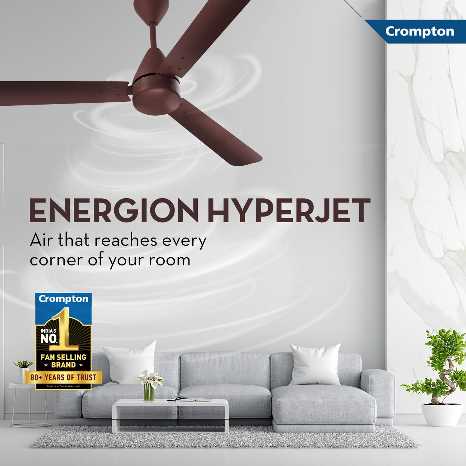 Crompton Energion Hyperjet 5 Star 1200mm 3 Blade BLDC Motor Ceiling Fan with Remote (Anti rust, Brown) Crompton Energion Hyperjet 5 Star 1200mm 3 Blade BLDC Motor Ceiling Fan with Remote (Anti rust, Brown)_9