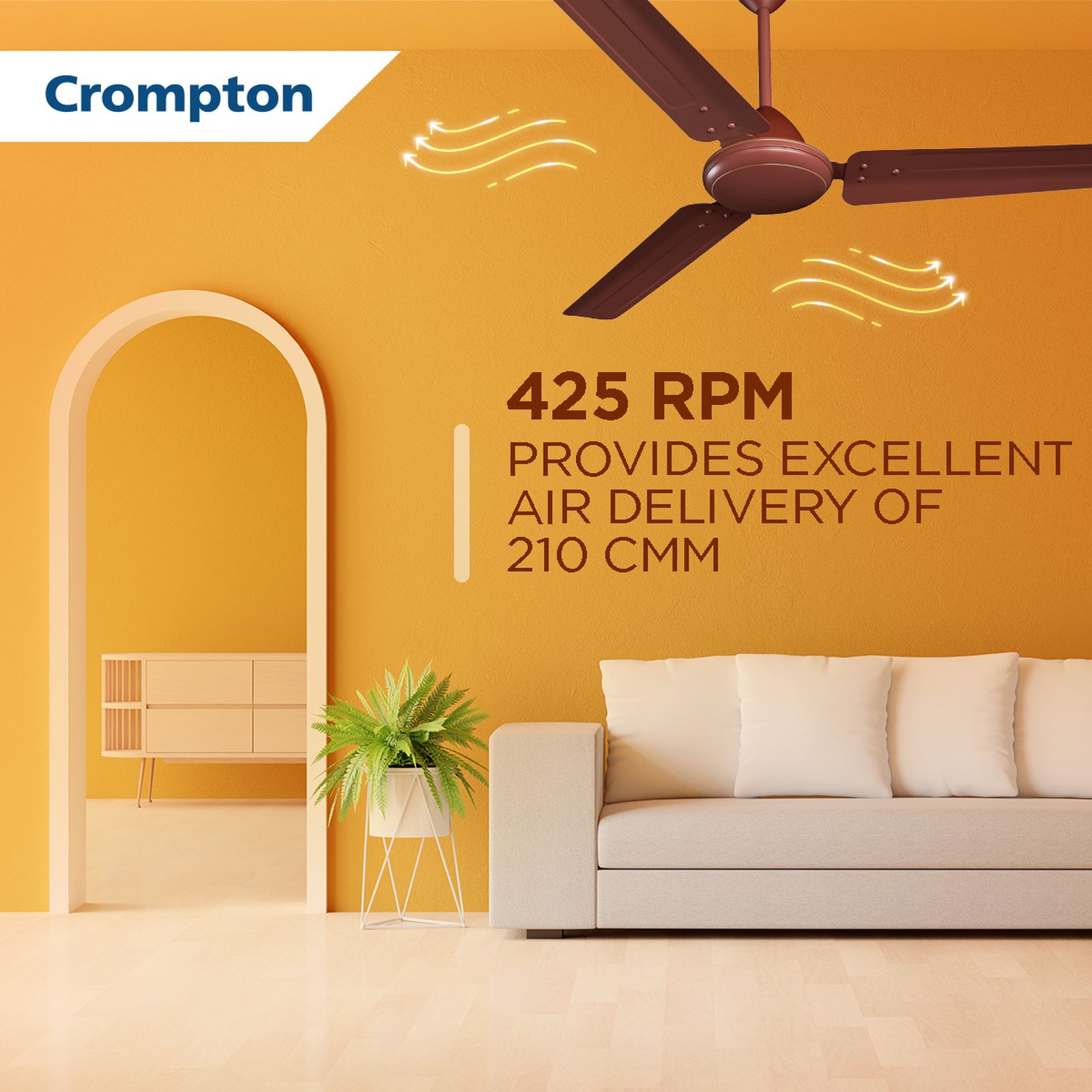Crompton Highspeed HS 1 Star 1200mm 3 Blade Copper Motor Ceiling Fan (Anti Rust, Lustre Brown)_3