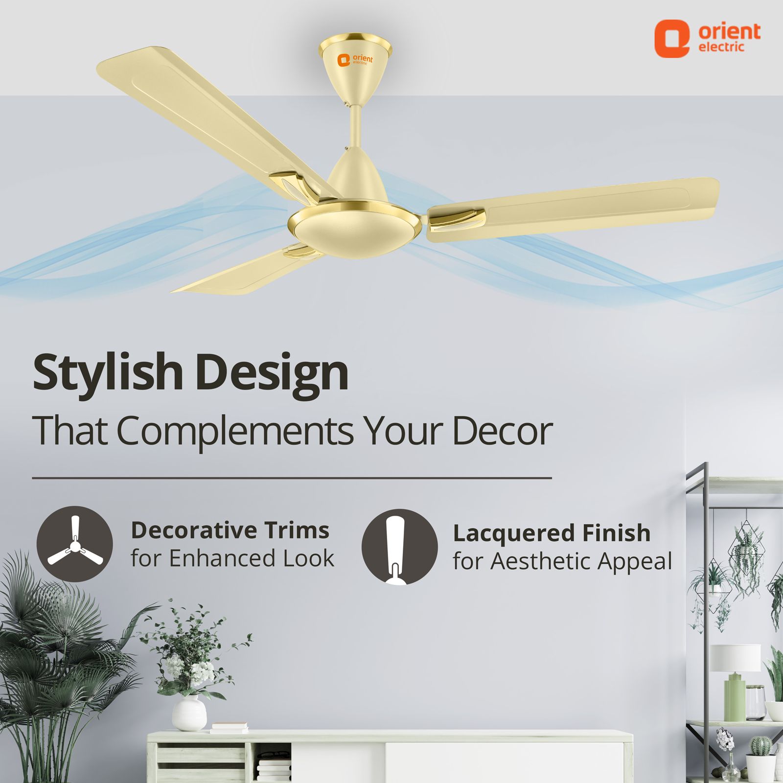 Orient Gratia 1 Star 1200mm 3 Blade High Performance Ceiling Fan (Double Ball Bearing, Metalic Ivory)_9