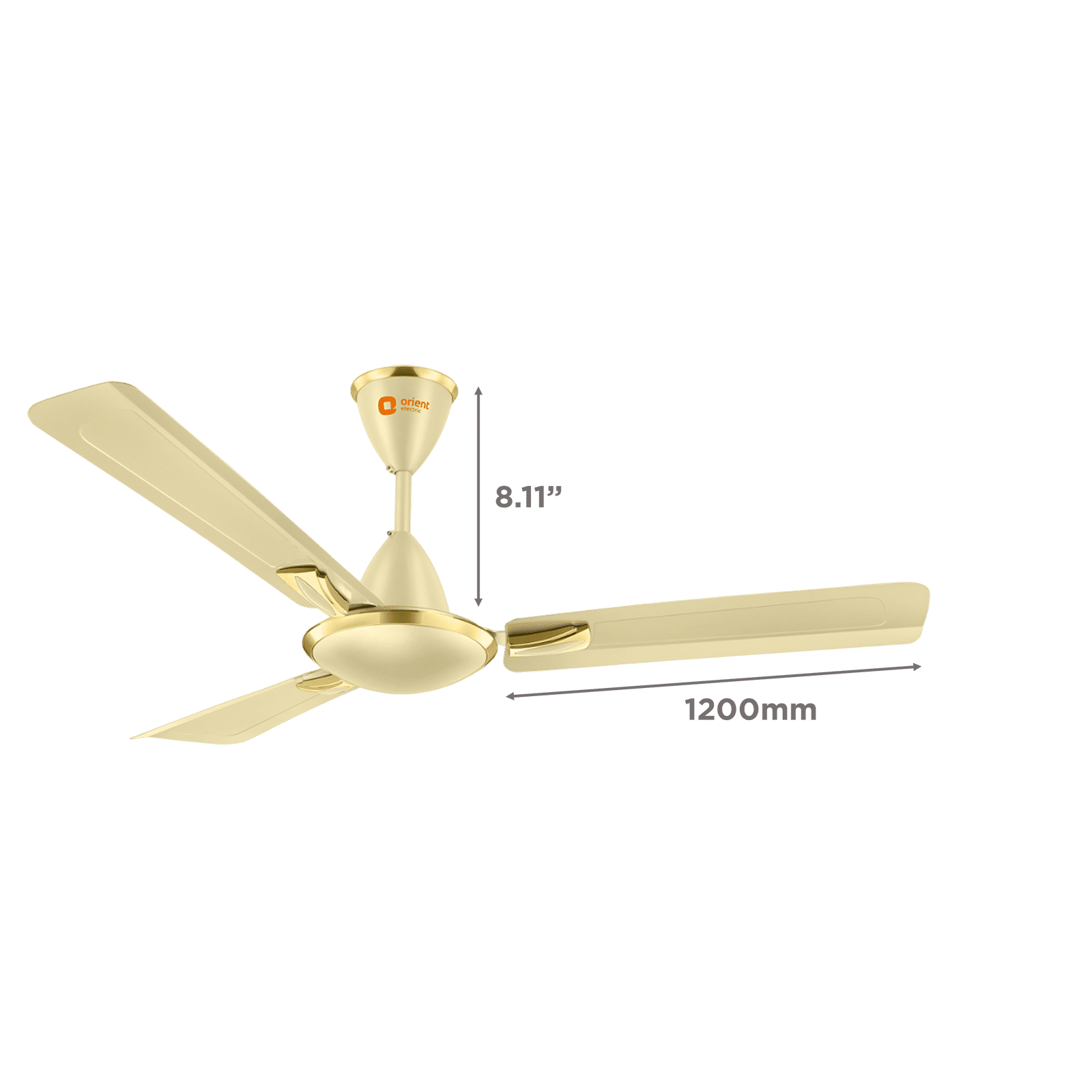 Orient Gratia 1 Star 1200mm 3 Blade High Performance Ceiling Fan (Double Ball Bearing, Metalic Ivory)_2