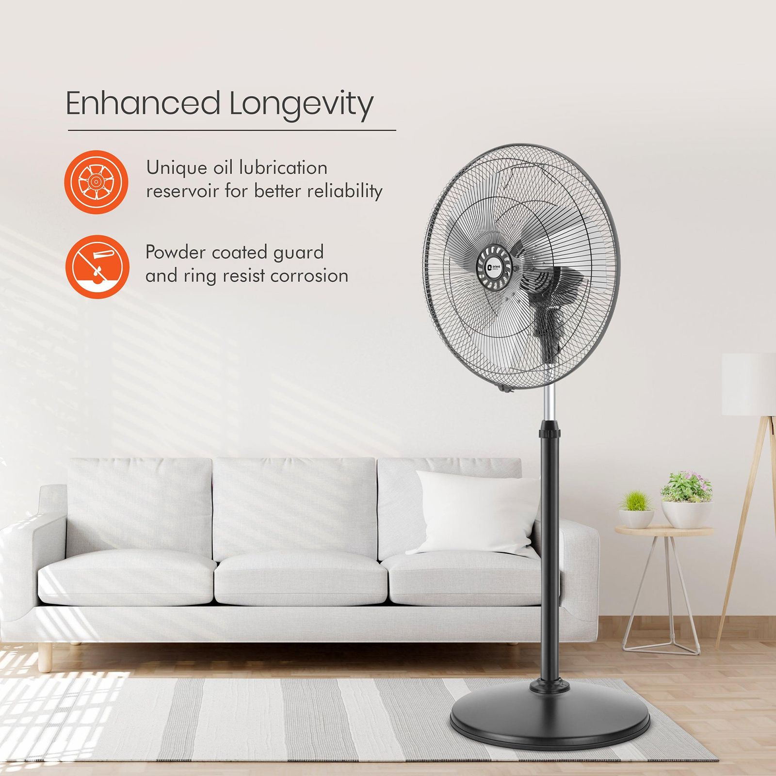 Orient Tornado II 450mm 3 Blade High Speed Pedestal Fan (Inverter Technology, Black)_4