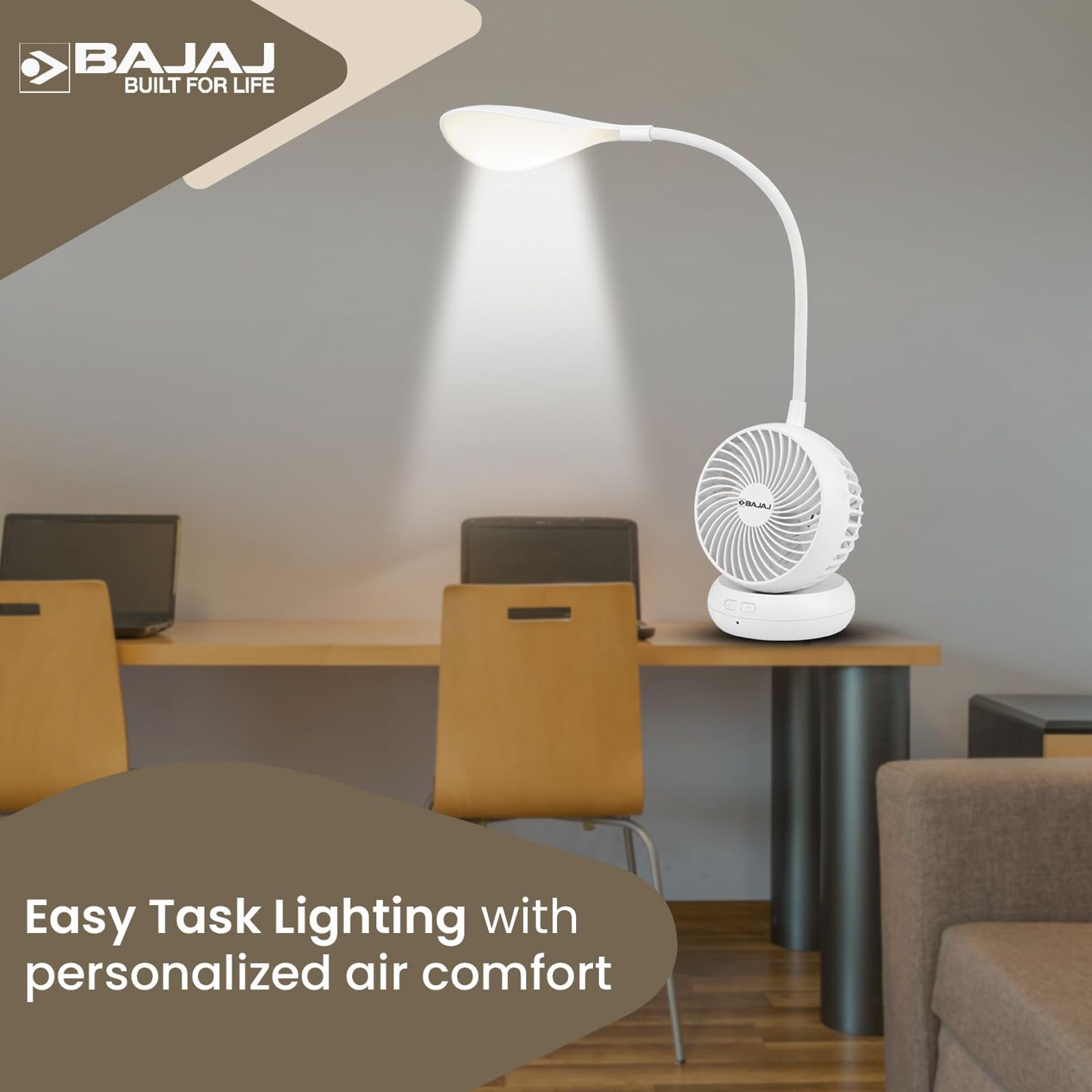 BAJAJ Air Light 85mm 7 Blade Rechargeable Personal Fan with 1800 mAh Battery (Low Power Consumption, White) BAJAJ Air Light 85mm 7 Blade Rechargeable Personal Fan with 1800 mAh Battery (Low Power Consumption, White)_5