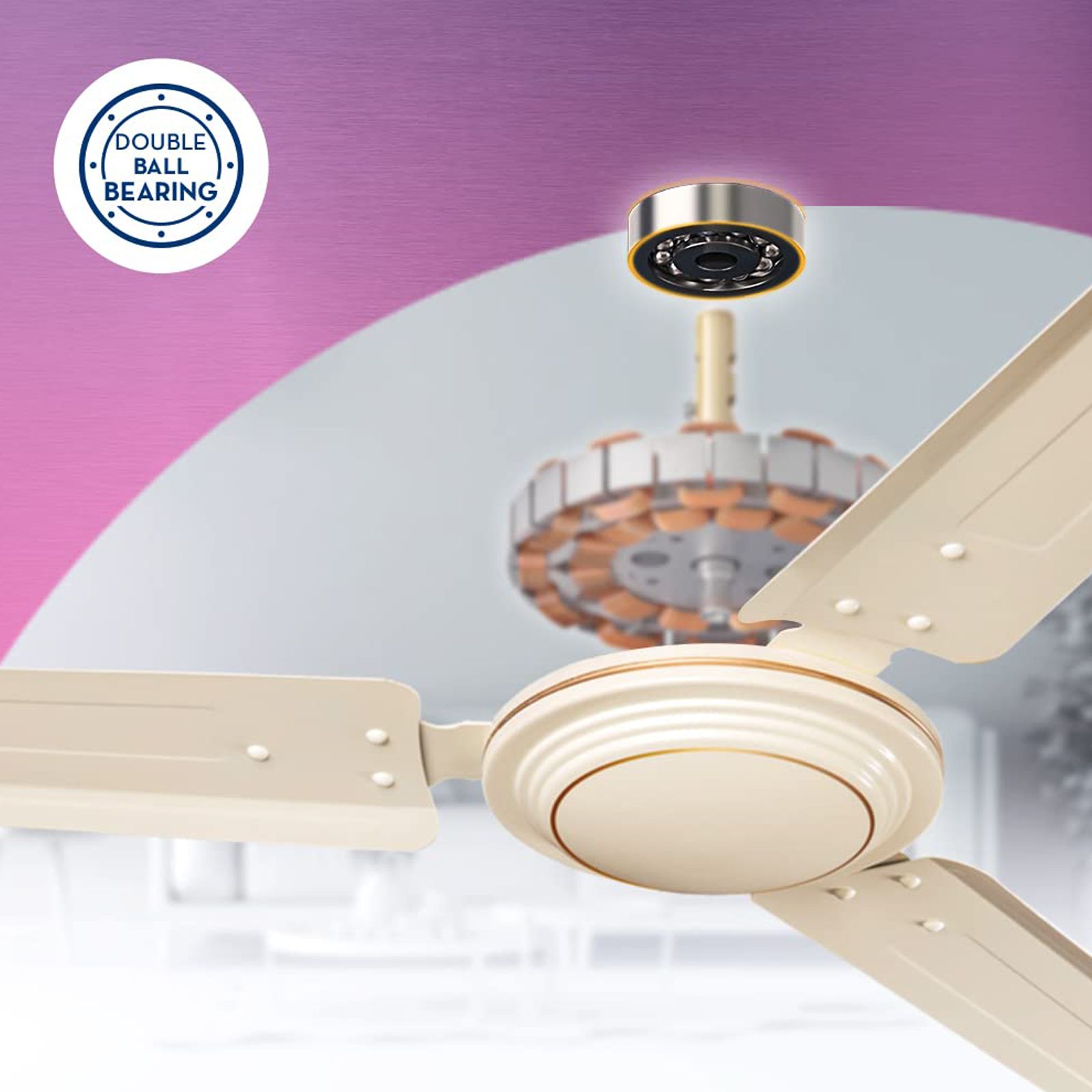 Crompton Surebreeze Hill Briz 1 Star 1200mm 3 Blade Copper Motor Ceiling Fan (High Velocity, Ivory)_5