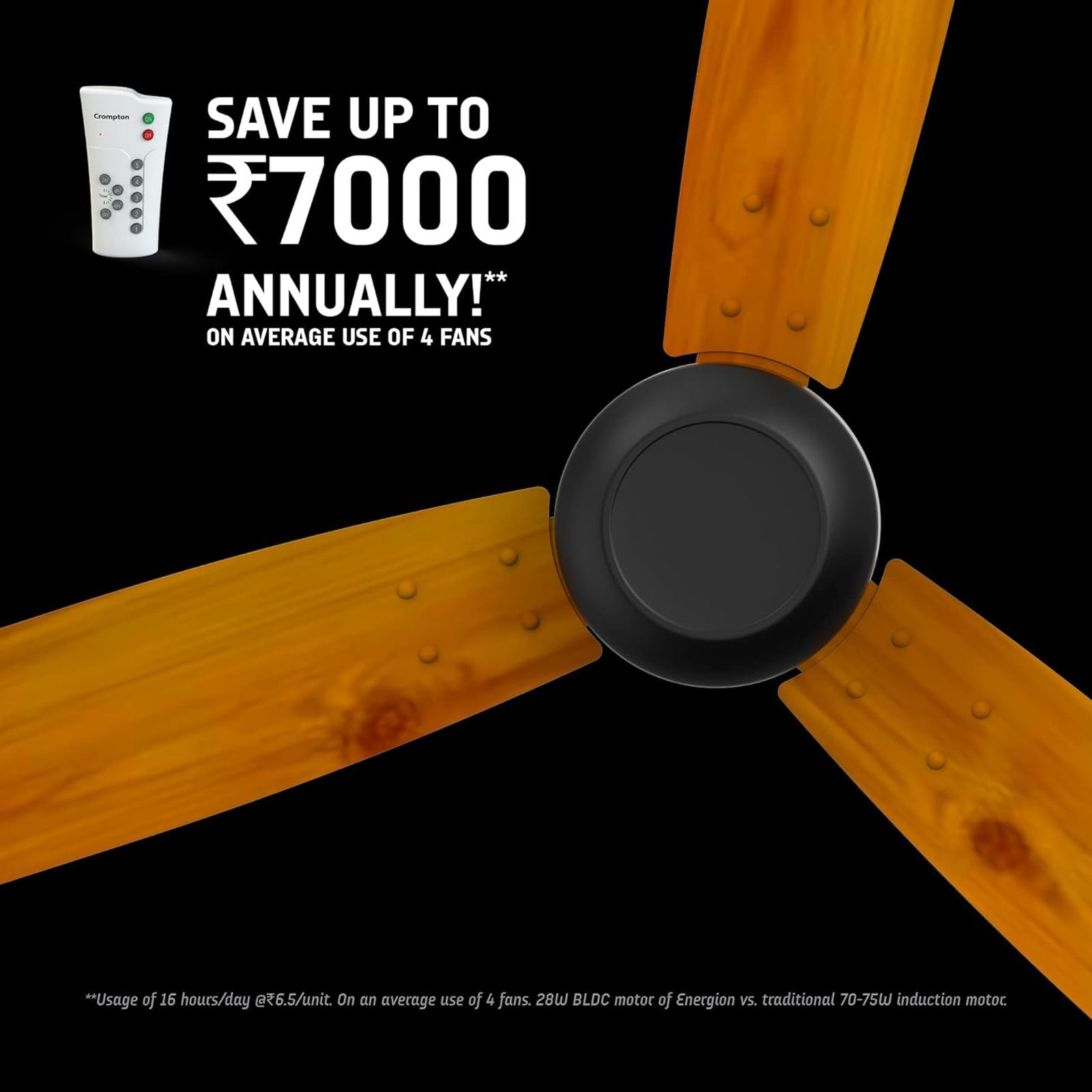 Crompton Energion Cromair 5 Star 1200mm 3 Blade BLDC Motor Ceiling Fan with Remote (Anti Rust, Light Pinewood) Crompton Energion Cromair 5 Star 1200mm 3 Blade BLDC Motor Ceiling Fan with Remote (Anti Rust, Light Pinewood)_14