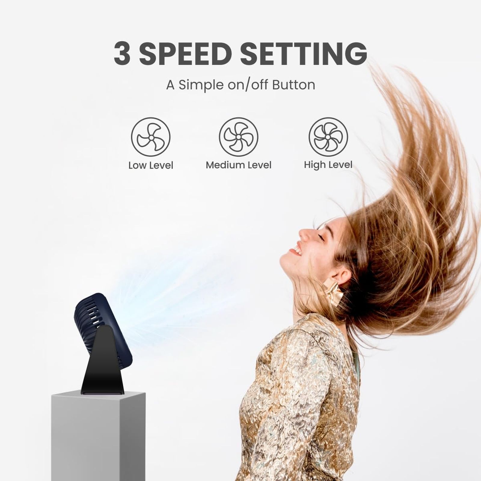 PORTRONICS Toofan 60mm 3 Blade BLDC Motor Mini Rechargeable Fan with 2000 mAh Battery (Low Noise Desk Fan, Blue)_8