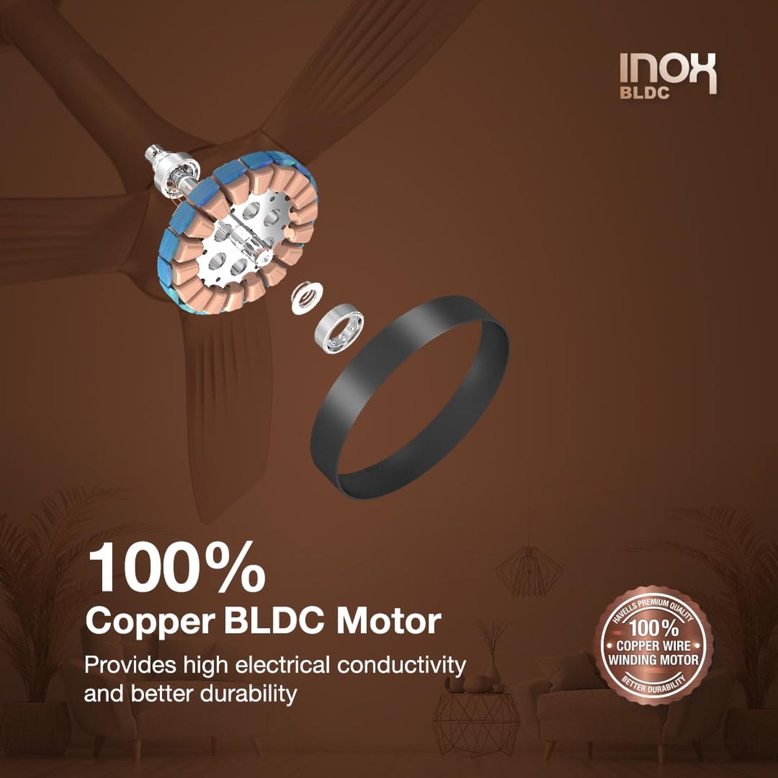 HAVELLS Inox 5 Star 1200mm 3 Blade BLDC Motor Ceiling Fan with Remote (Inverter Technology, Slate) HAVELLS Inox 5 Star 1200mm 3 Blade BLDC Motor Ceiling Fan with Remote (Inverter Technology, Slate)_13