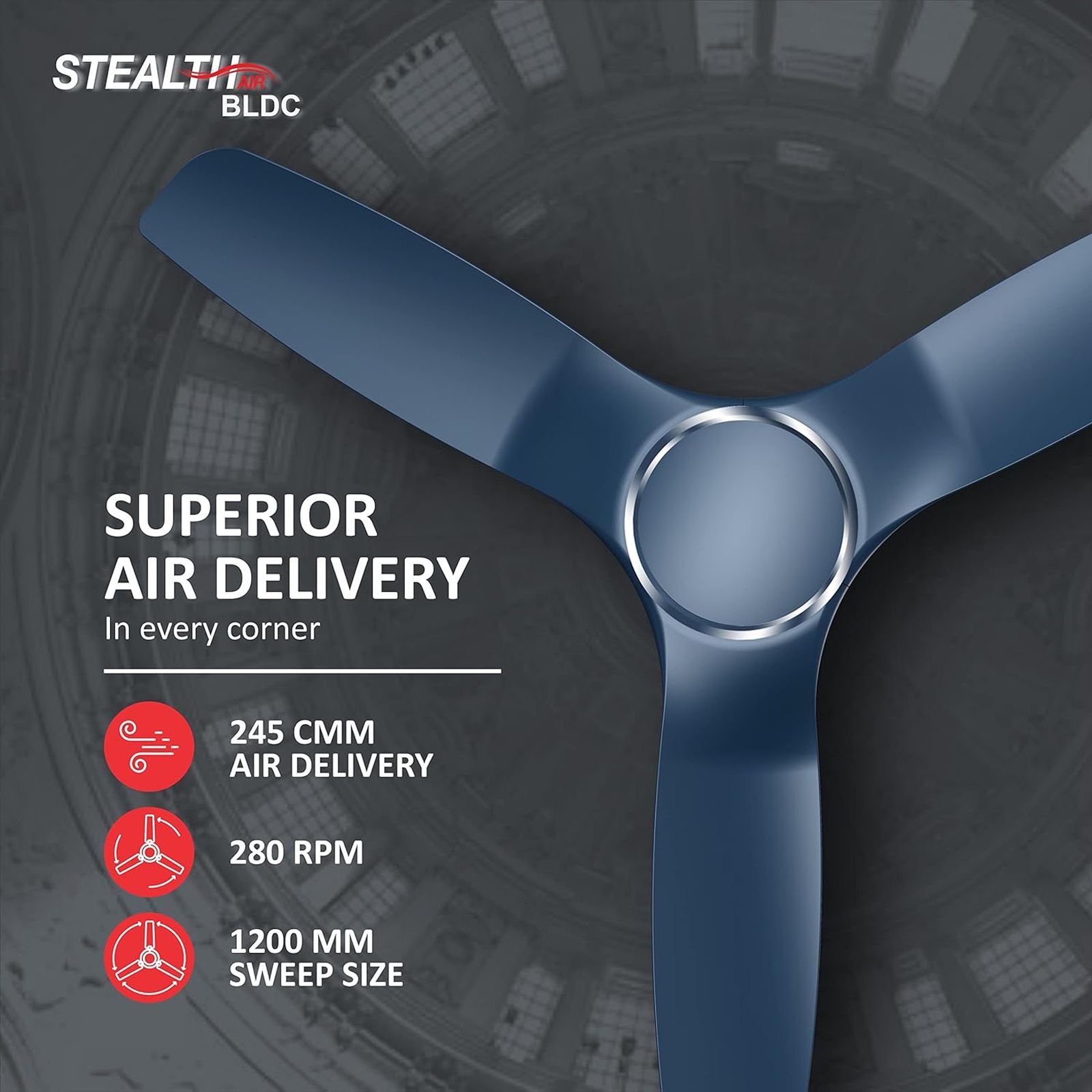 HAVELLS Stealth Air 5 Star 1200mm 3 Blade BLDC Motor Ceiling Fan with Remote (Inverter Technology, Indigo Blue) HAVELLS Stealth Air 5 Star 1200mm 3 Blade BLDC Motor Ceiling Fan with Remote (Inverter Technology, Indigo Blue)_10