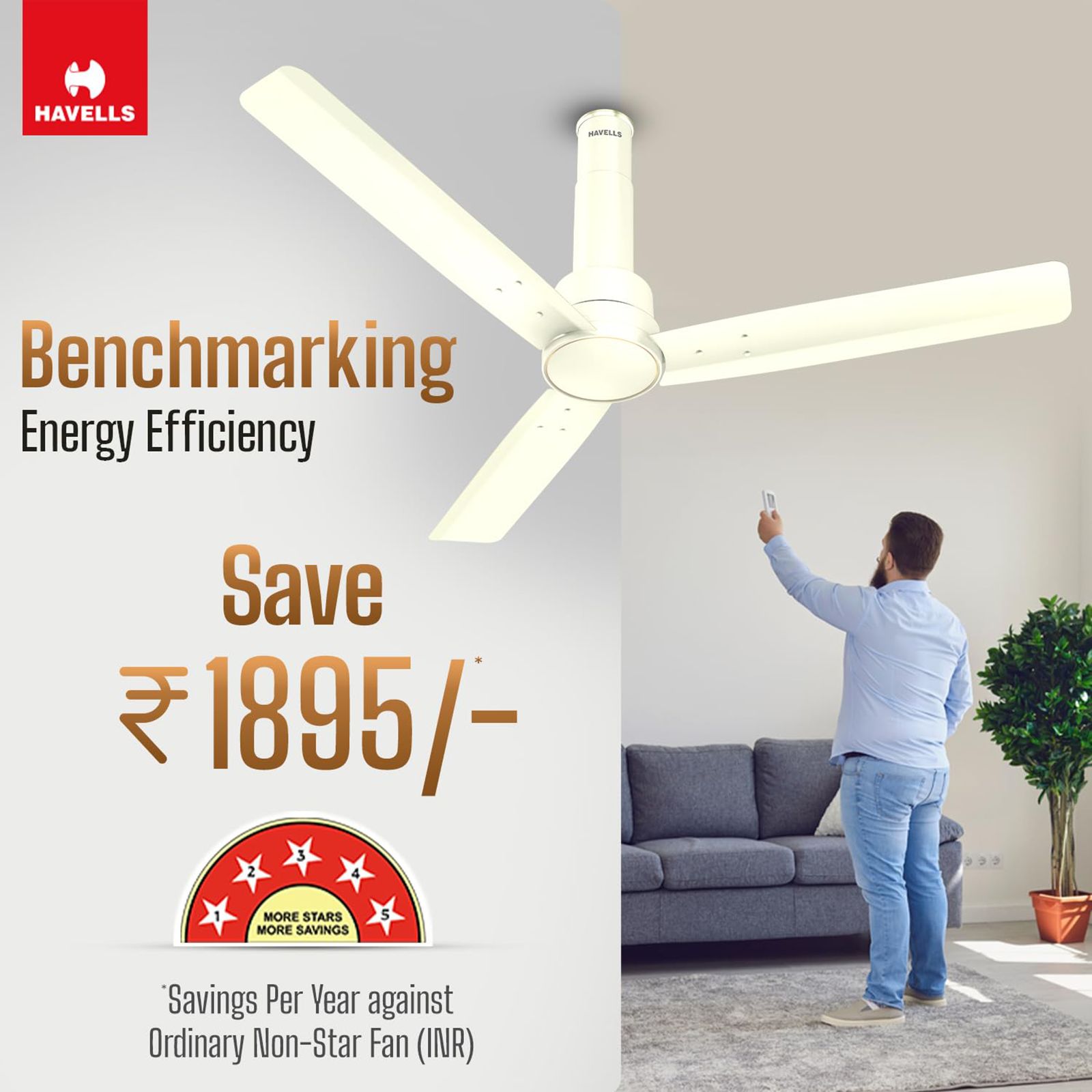 HAVELLS Elio 5 Star 1200mm 3 Blade BLDC Motor Ceiling Fan with Remote (Wood Finished Blades, Bianco)_11