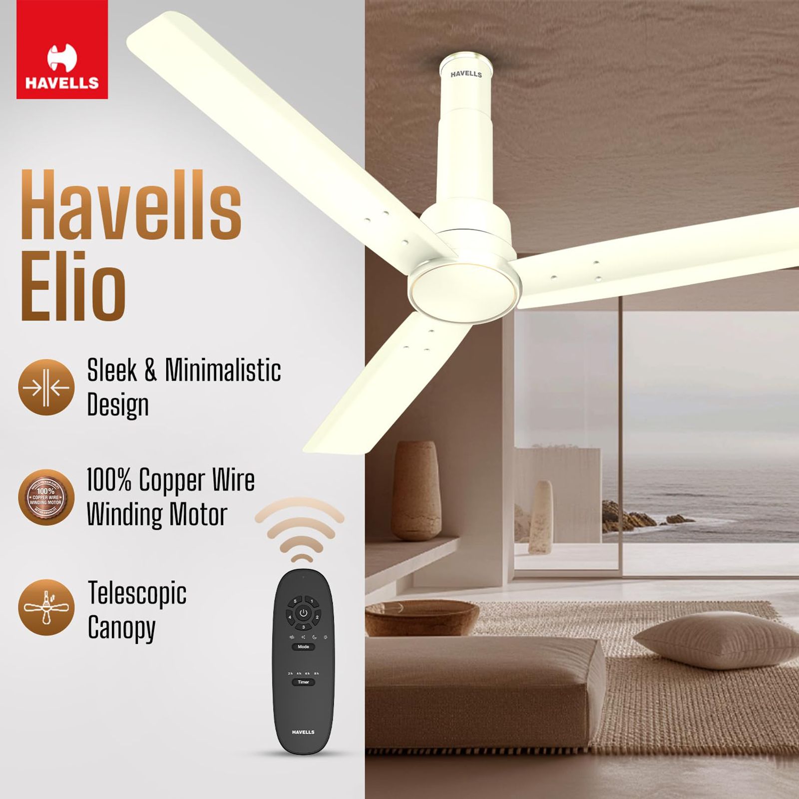 HAVELLS Elio 5 Star 1200mm 3 Blade BLDC Motor Ceiling Fan with Remote (Wood Finished Blades, Bianco)_14