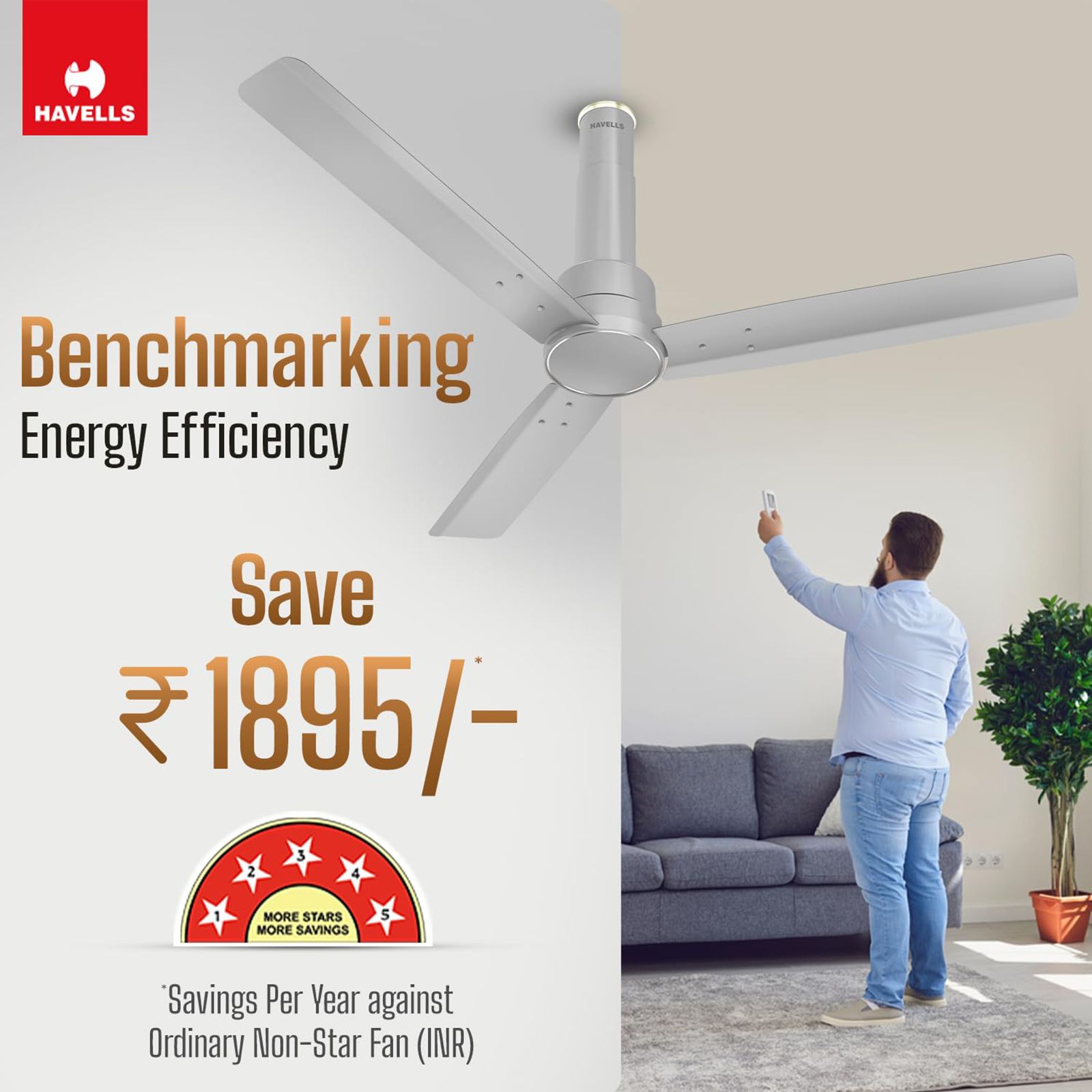 HAVELLS Elio 5 Star 1200mm 3 Blade BLDC Motor Ceiling Fan with Remote (Wood Finished Blades, Grey) HAVELLS Elio 5 Star 1200mm 3 Blade BLDC Motor Ceiling Fan with Remote (Wood Finished Blades, Grey)_11