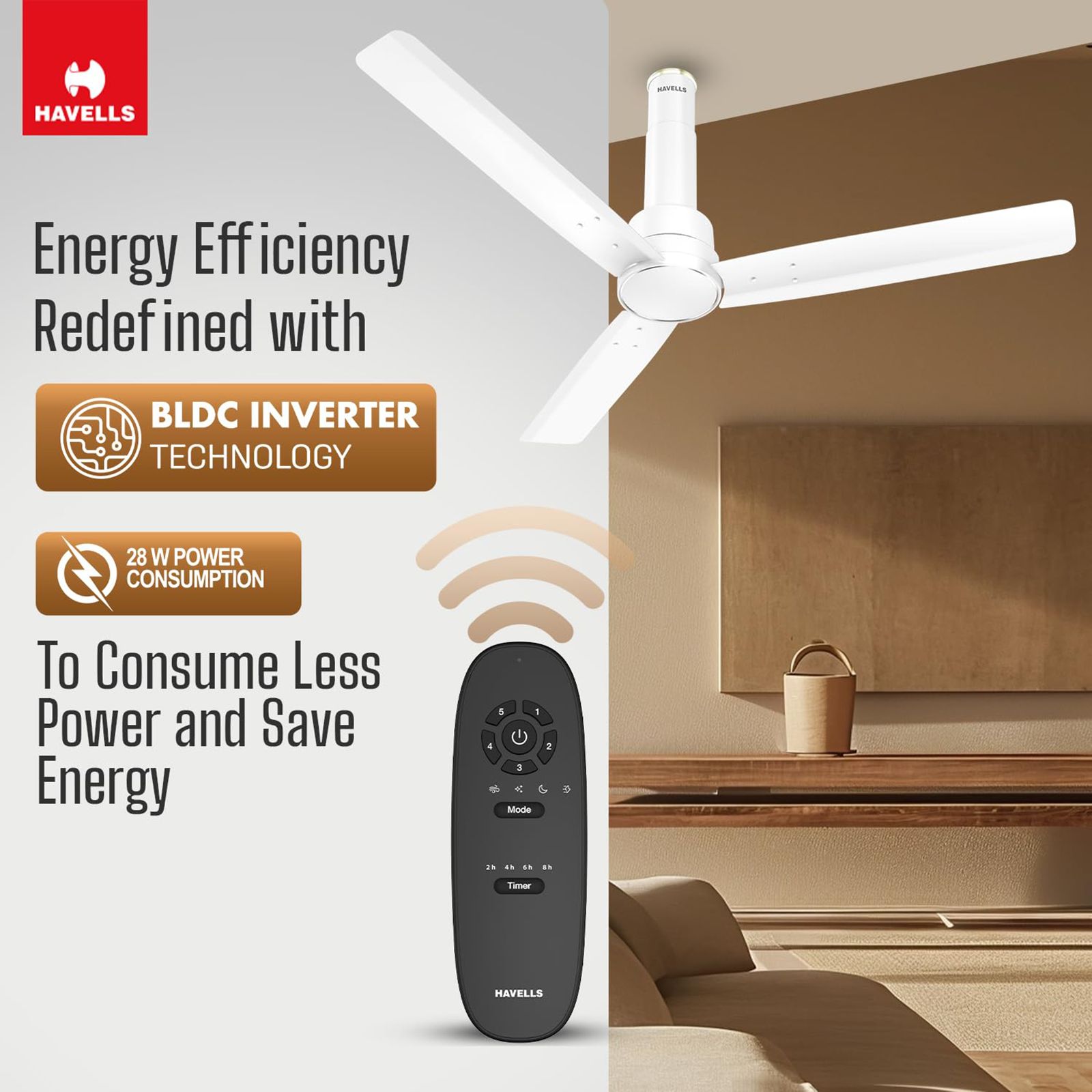 HAVELLS Elio 5 Star 1200mm 3 Blade BLDC Motor Ceiling Fan with Remote (Customizable Mode, Elegant White) HAVELLS Elio 5 Star 1200mm 3 Blade BLDC Motor Ceiling Fan with Remote (Customizable Mode, Elegant White)_10
