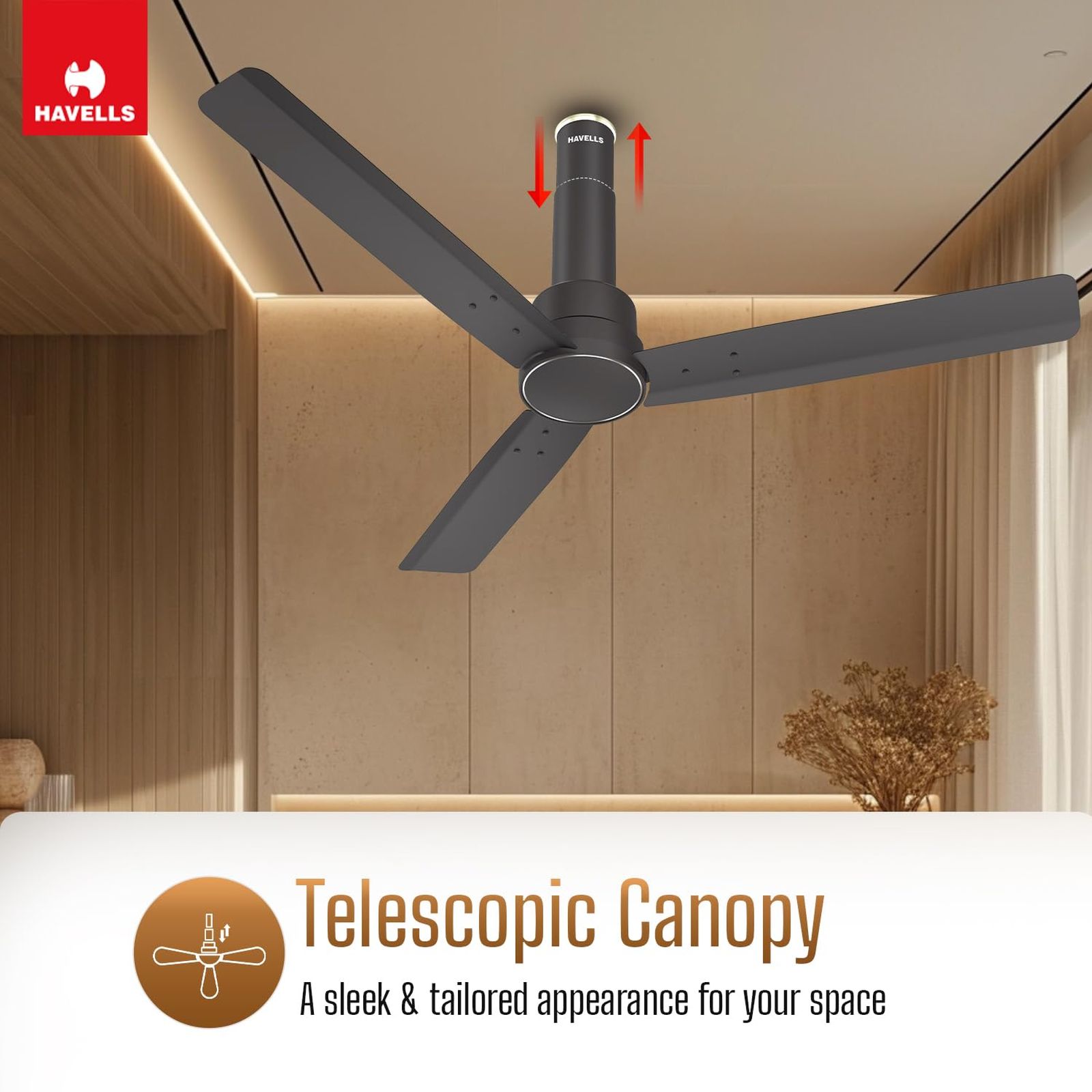 HAVELLS Elio 5 Star 1200mm 3 Blade BLDC Motor Ceiling Fan with Remote (Wood Finished Blades, Smoke Brown)_11