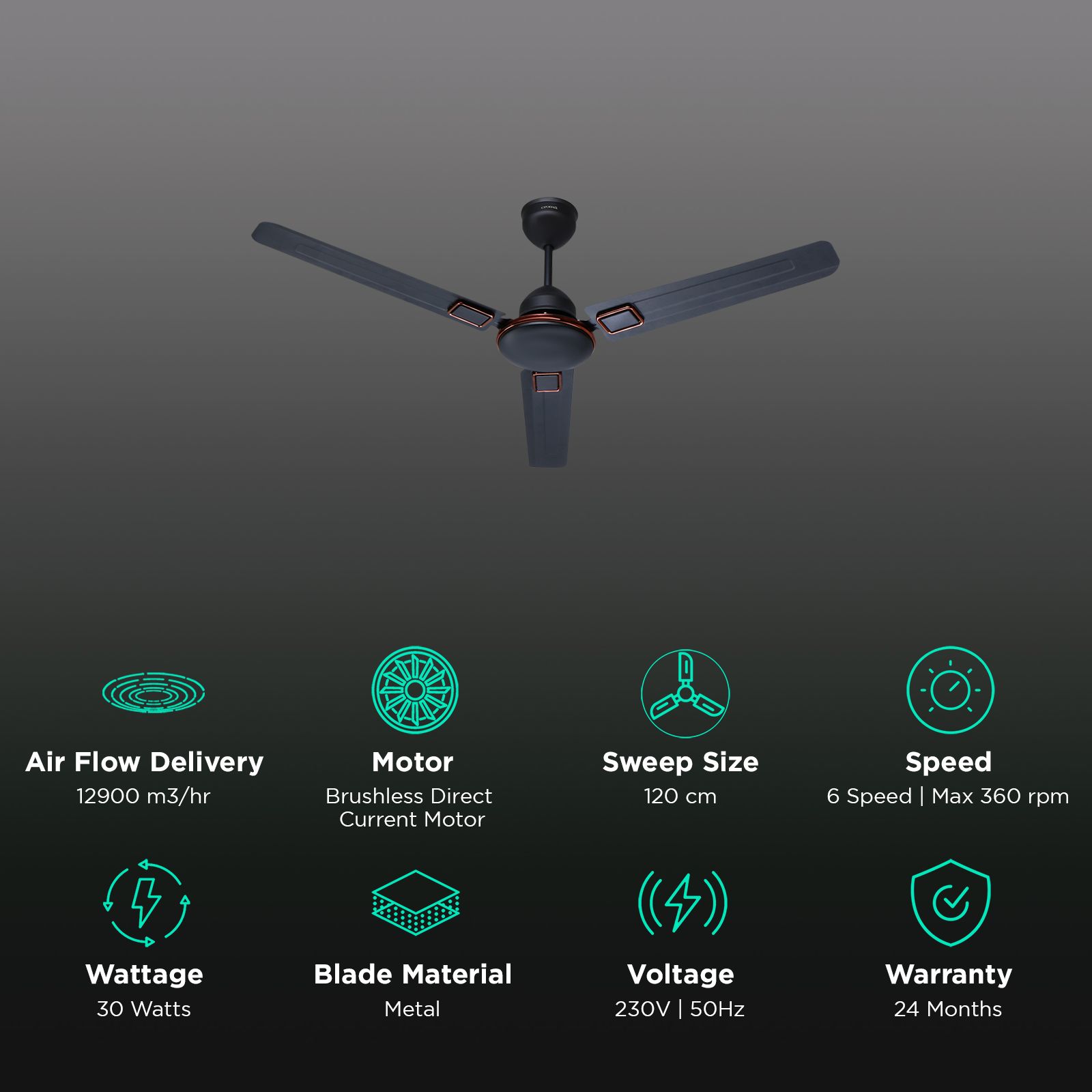 Croma 5 Star 1200mm 3 Blade BLDC Motor Ceiling Fan with Remote (Energy Efficient, Smoke Brown) Croma 5 Star 1200mm 3 Blade BLDC Motor Ceiling Fan with Remote (Energy Efficient, Smoke Brown)_3