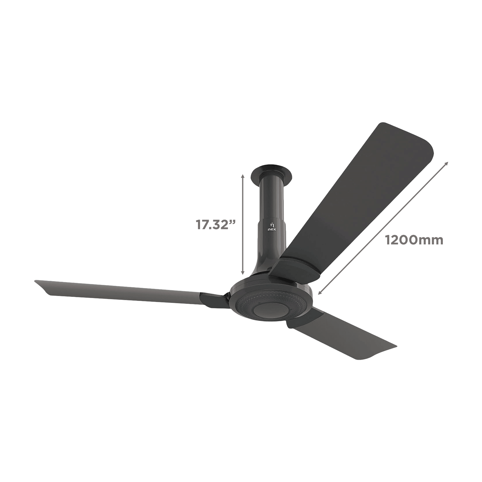 nex Glyde A40 2 Star 1200mm 3 Blade PeakTorq Motor Ceiling Fan with Remote (Dust Resistant, Granite Grey)_2