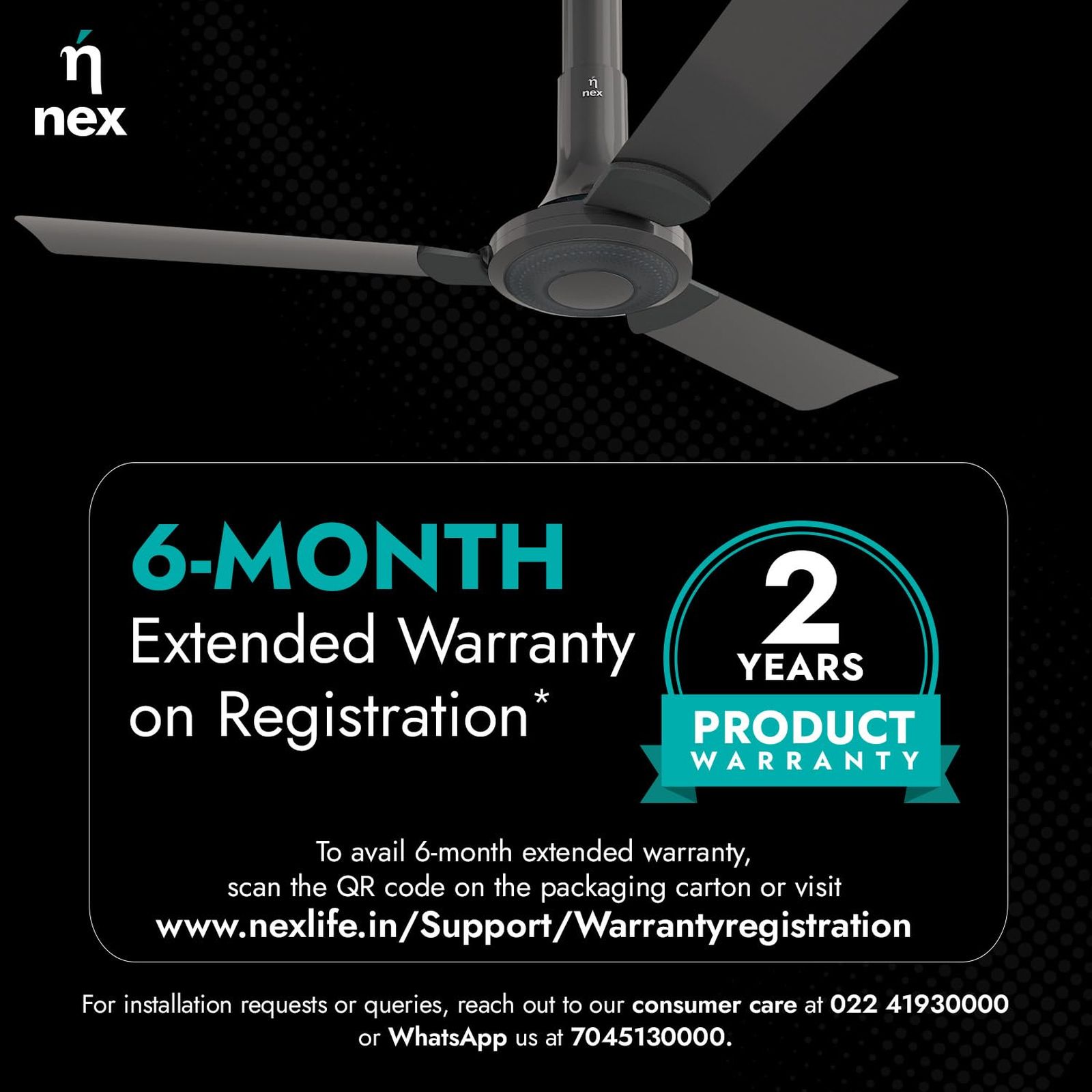 nex Glyde A40 2 Star 1200mm 3 Blade PeakTorq Motor Ceiling Fan with Remote (Dust Resistant, Granite Grey)_6