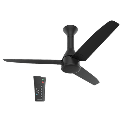 Crompton Energion Roverr 5 Star 1200mm Sweep 3 Blade BLDC Motor Ceiling Fan (Anti Rust, Matte Black)