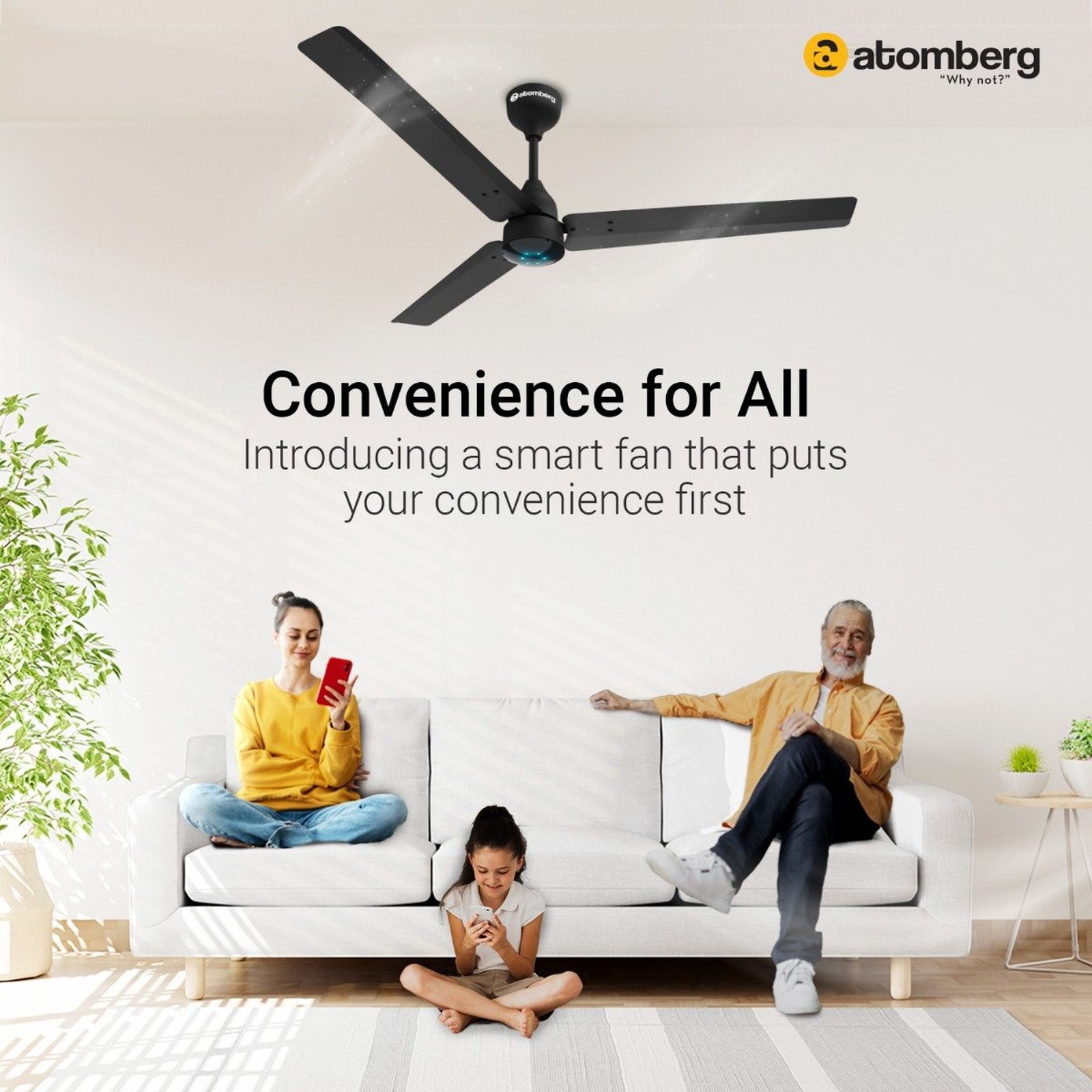 atomberg Renesa Smart 5 Star 1200mm 3 Blade BLDC Motor Smart Ceiling Fan with Remote (Boost Mode, Black)_7