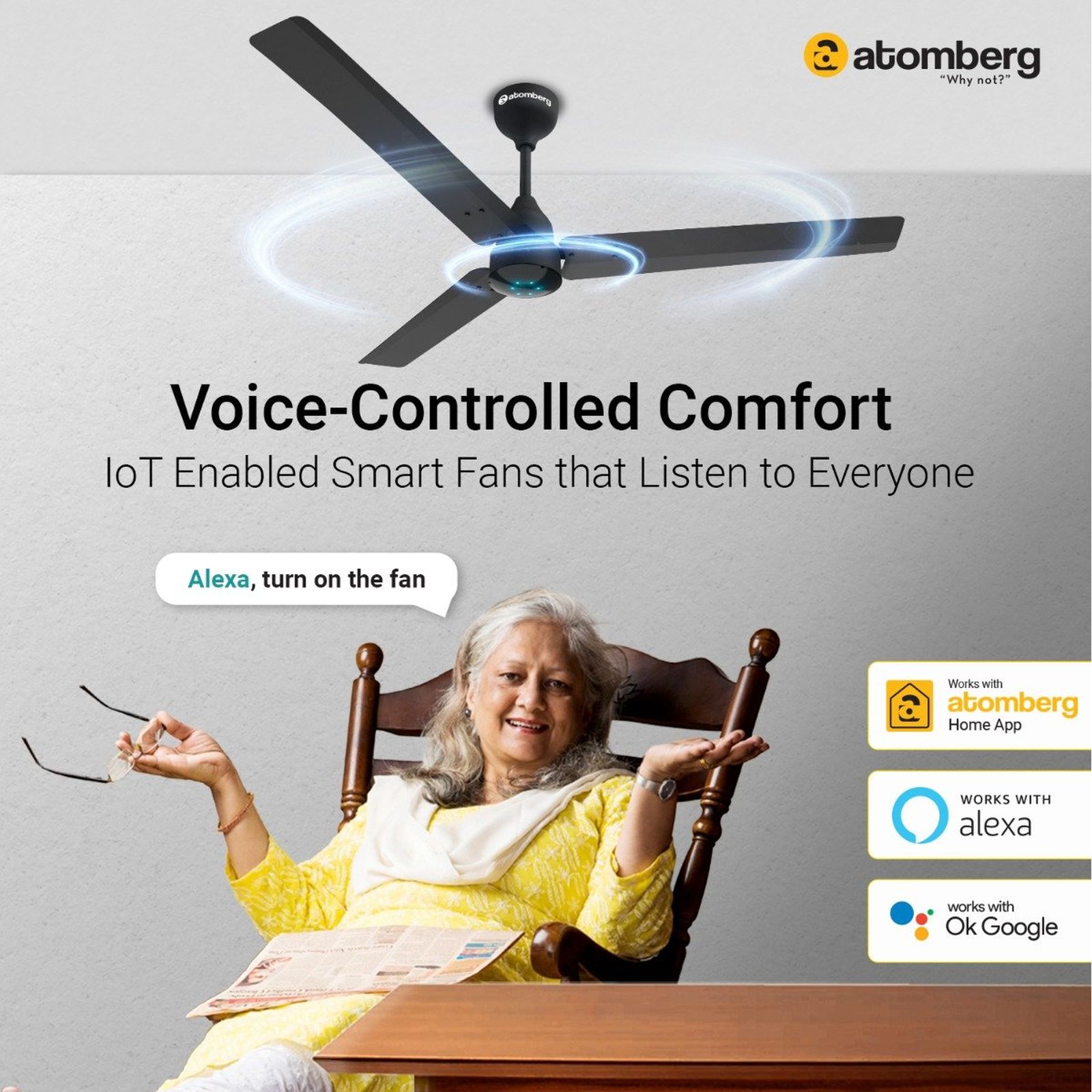 atomberg Renesa Smart 5 Star 1200mm 3 Blade BLDC Motor Smart Ceiling Fan with Remote (Boost Mode, Black)_9