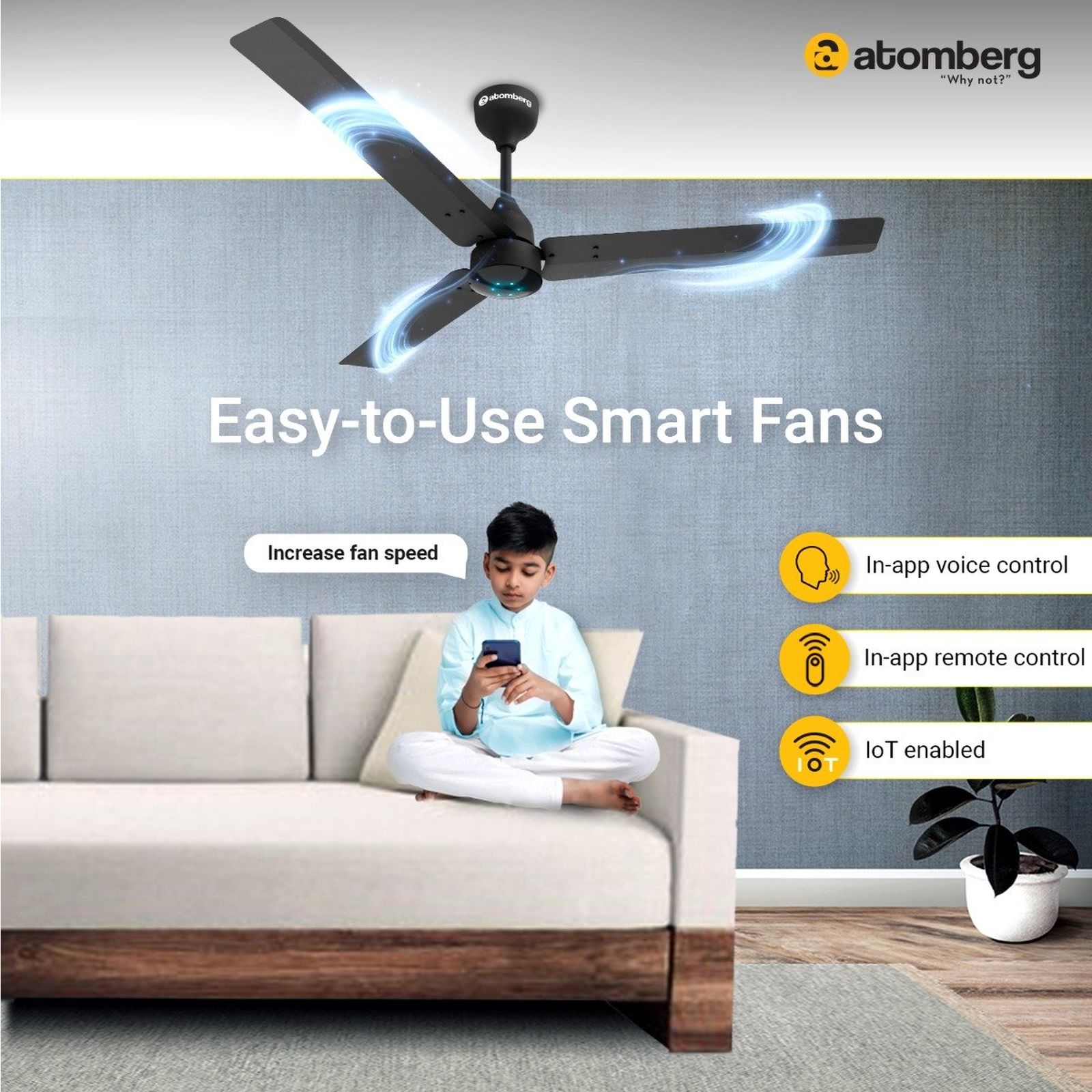 atomberg Renesa Smart 5 Star 1200mm 3 Blade BLDC Motor Smart Ceiling Fan with Remote (Boost Mode, Black)_11